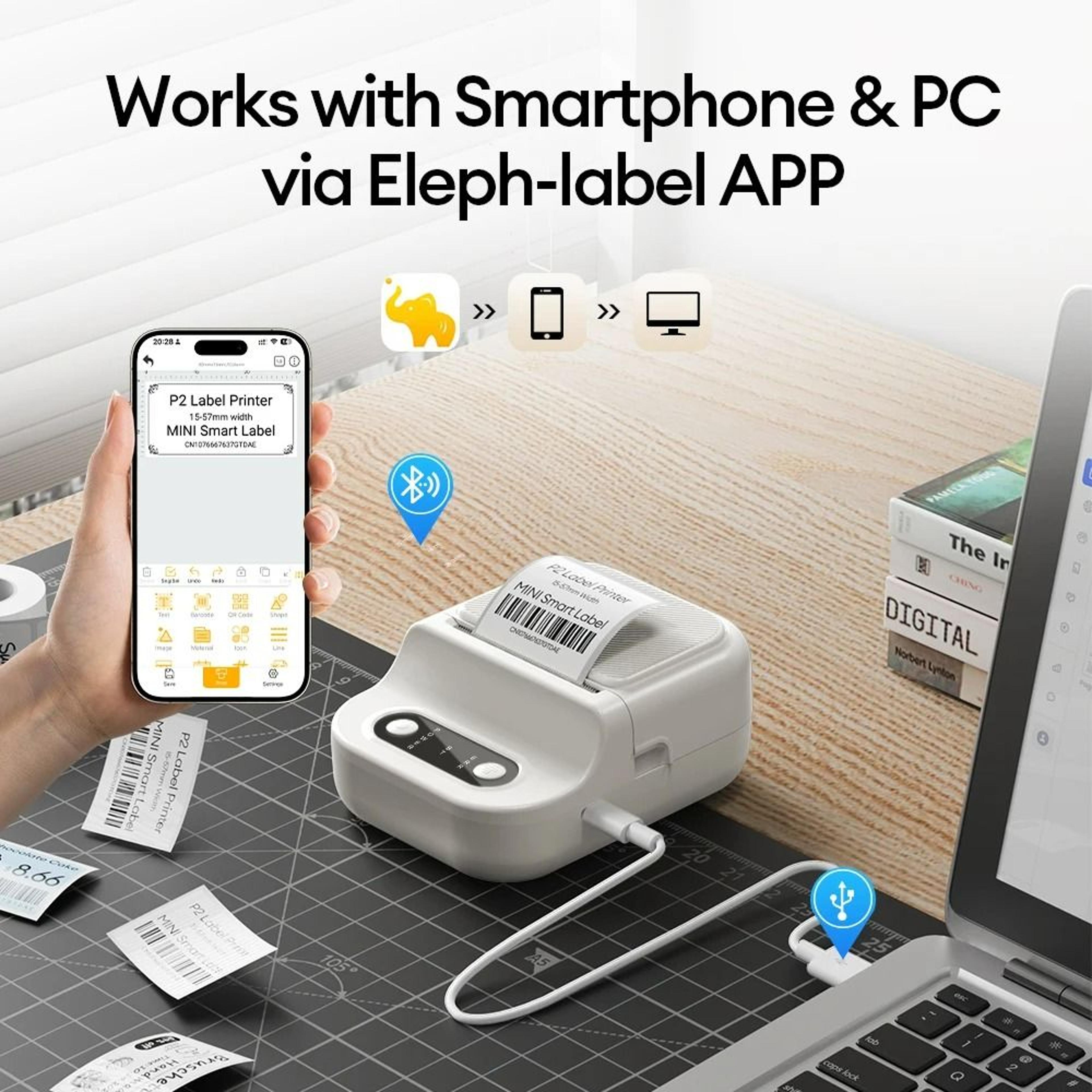 Wireless Bluetooth Portable Desktop  Handheld Label Maker Set 1