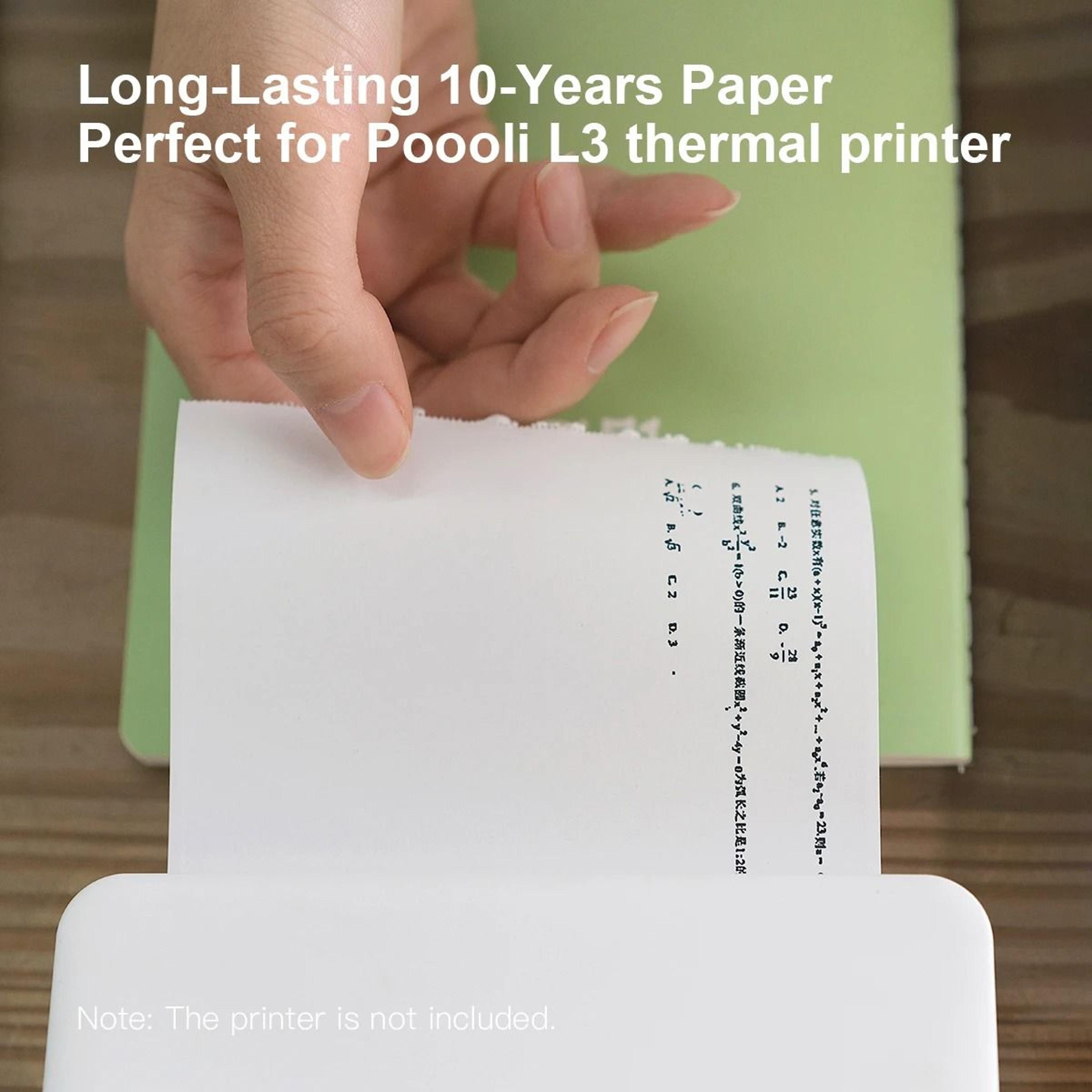 3 Rolls Poooli 110mm X 30mm White Thermal Paper Roll 10Year Archival 2