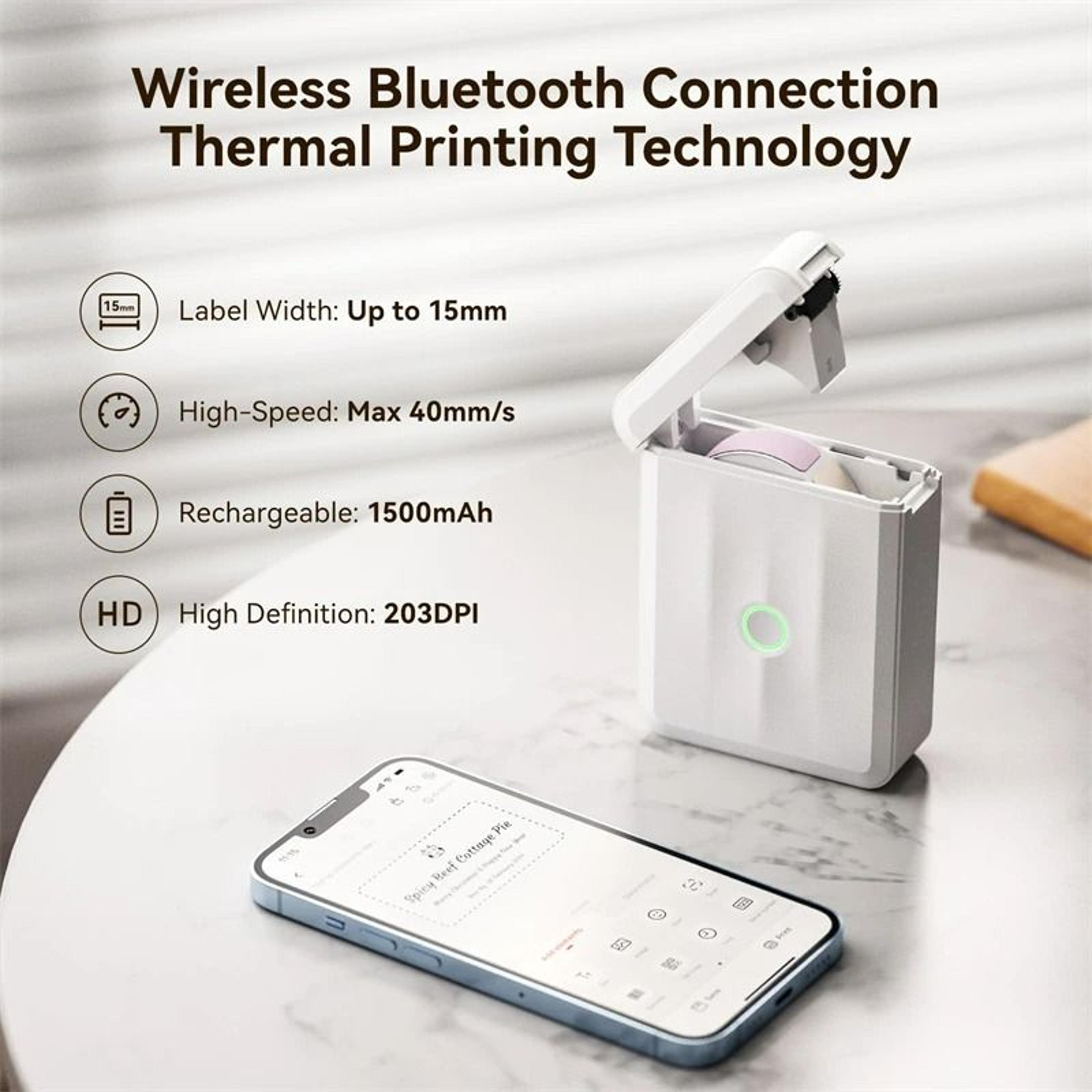 Mini Portable Wireless Bluetooth Thermal Label Maker Set 1