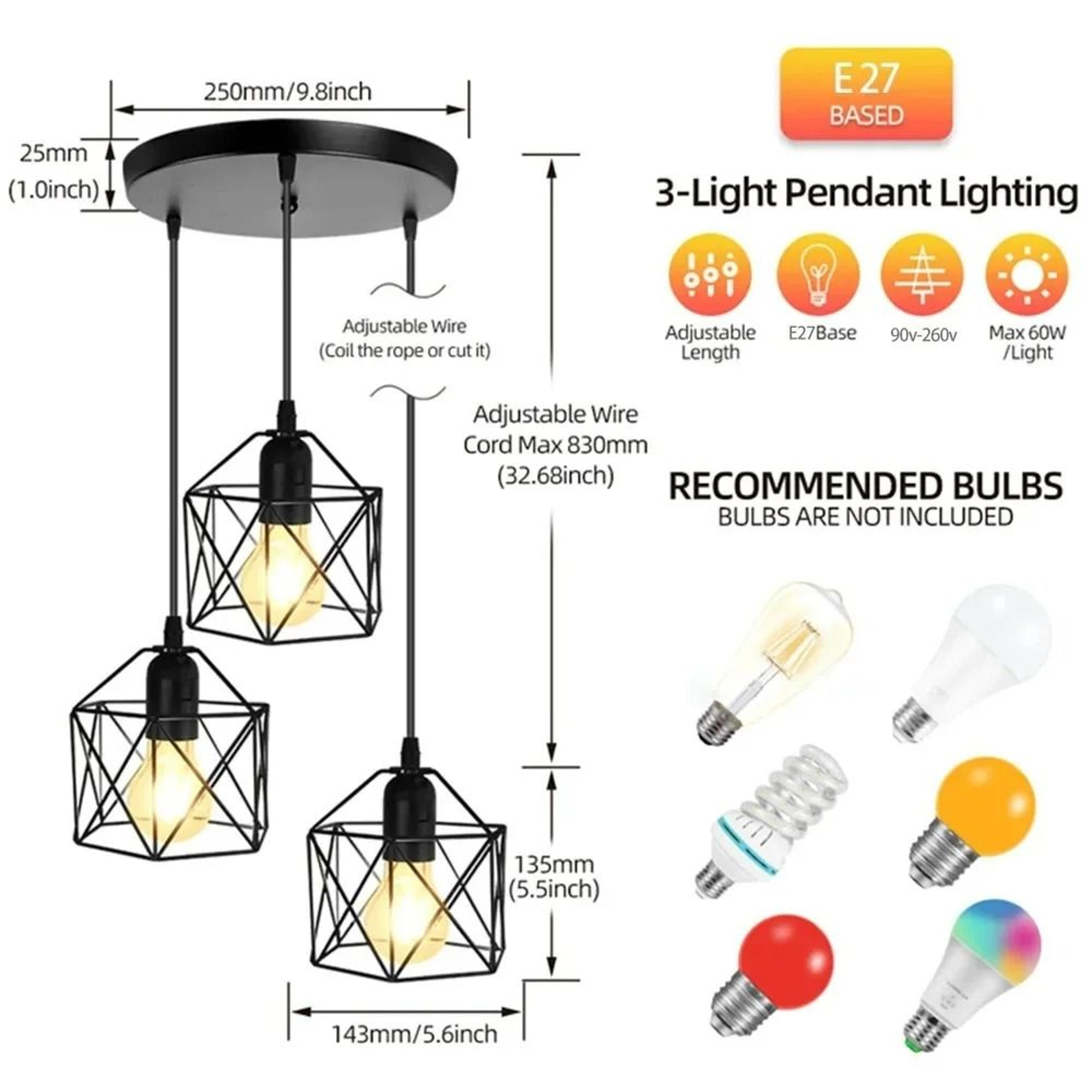 Modern Vintage Nordic Iron LED Chandelier Pendant Light 5