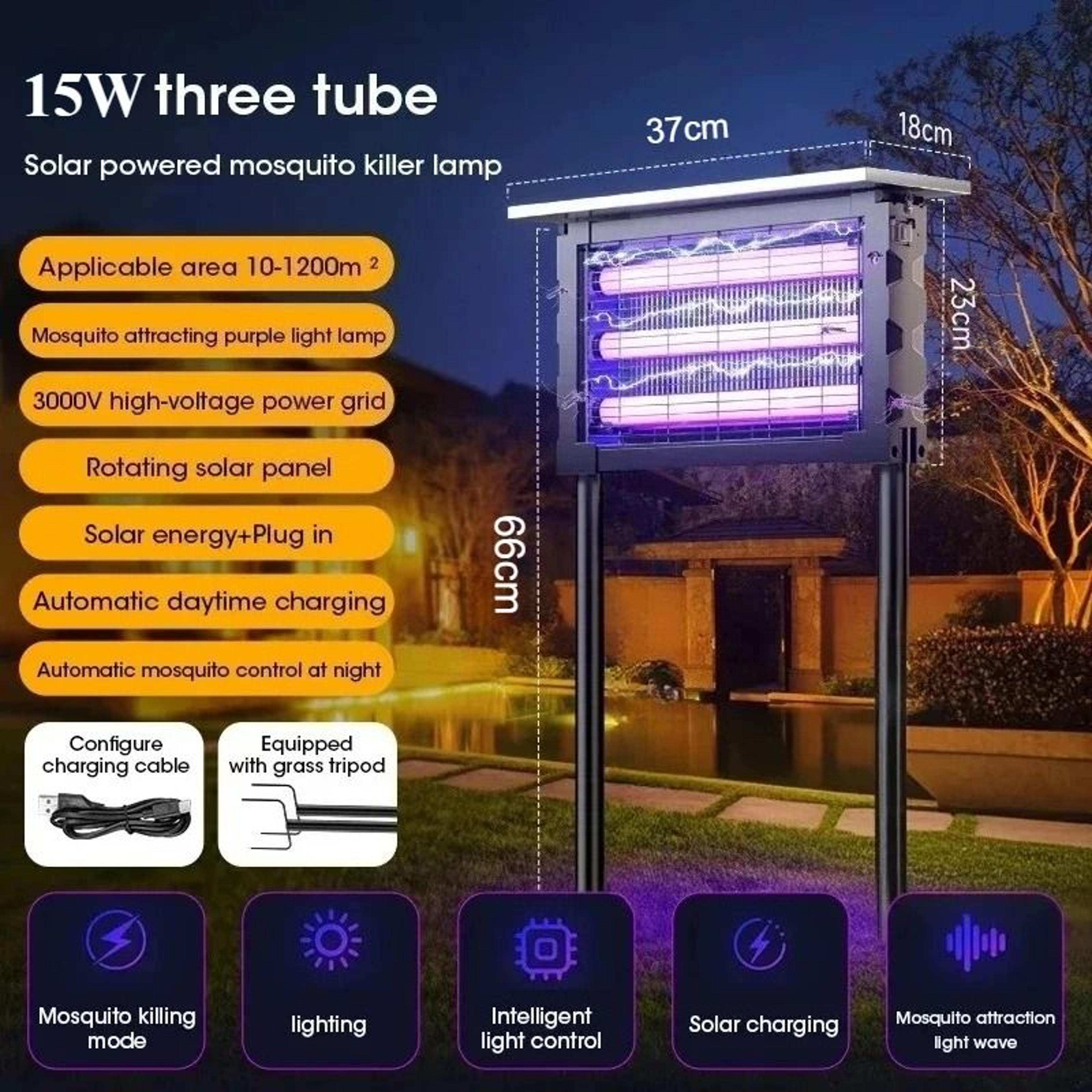 Solar Outdoor Mosquito Trap  Bug Zapper Lamp 6