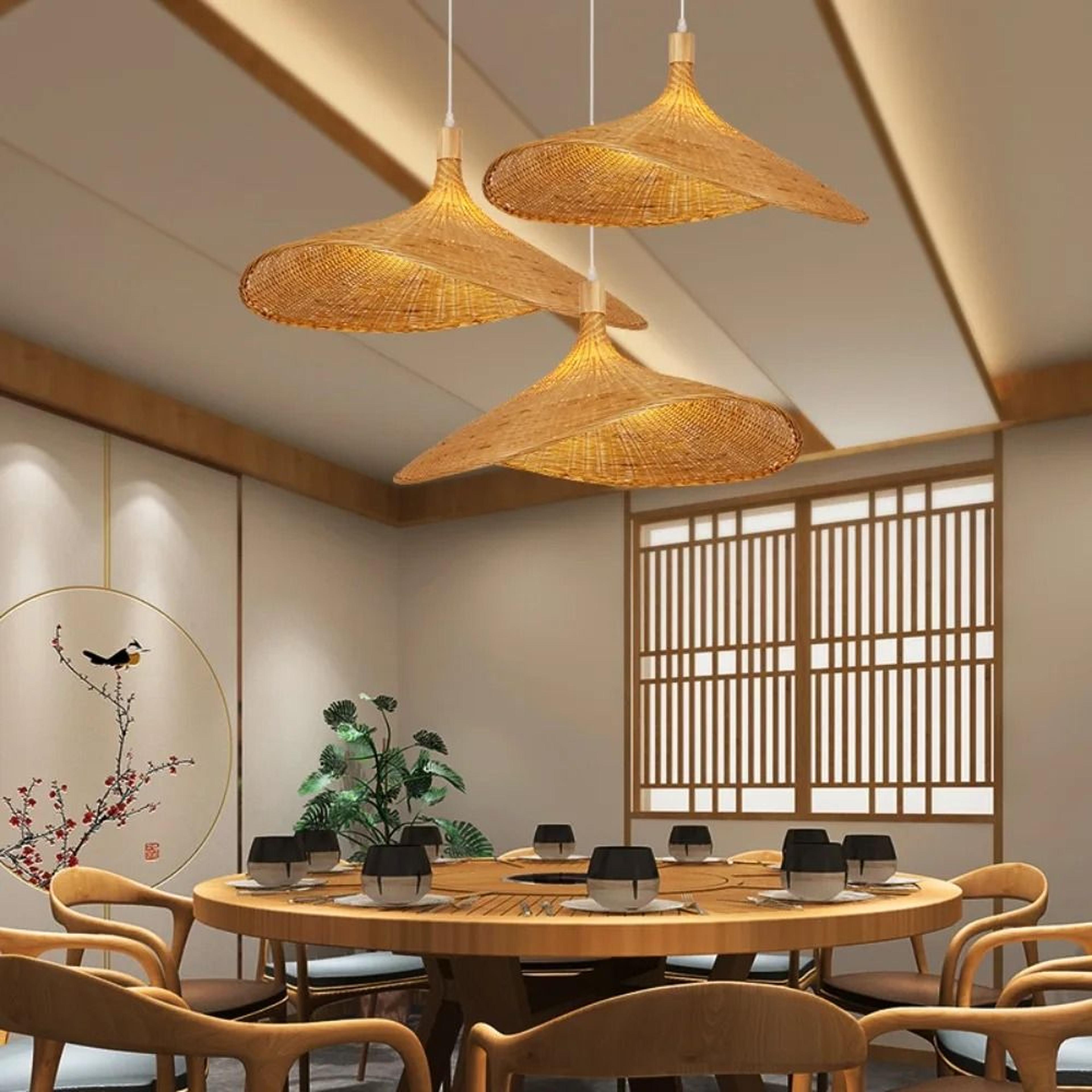 Vintage Woven Bamboo Rattan Pendant Light 2