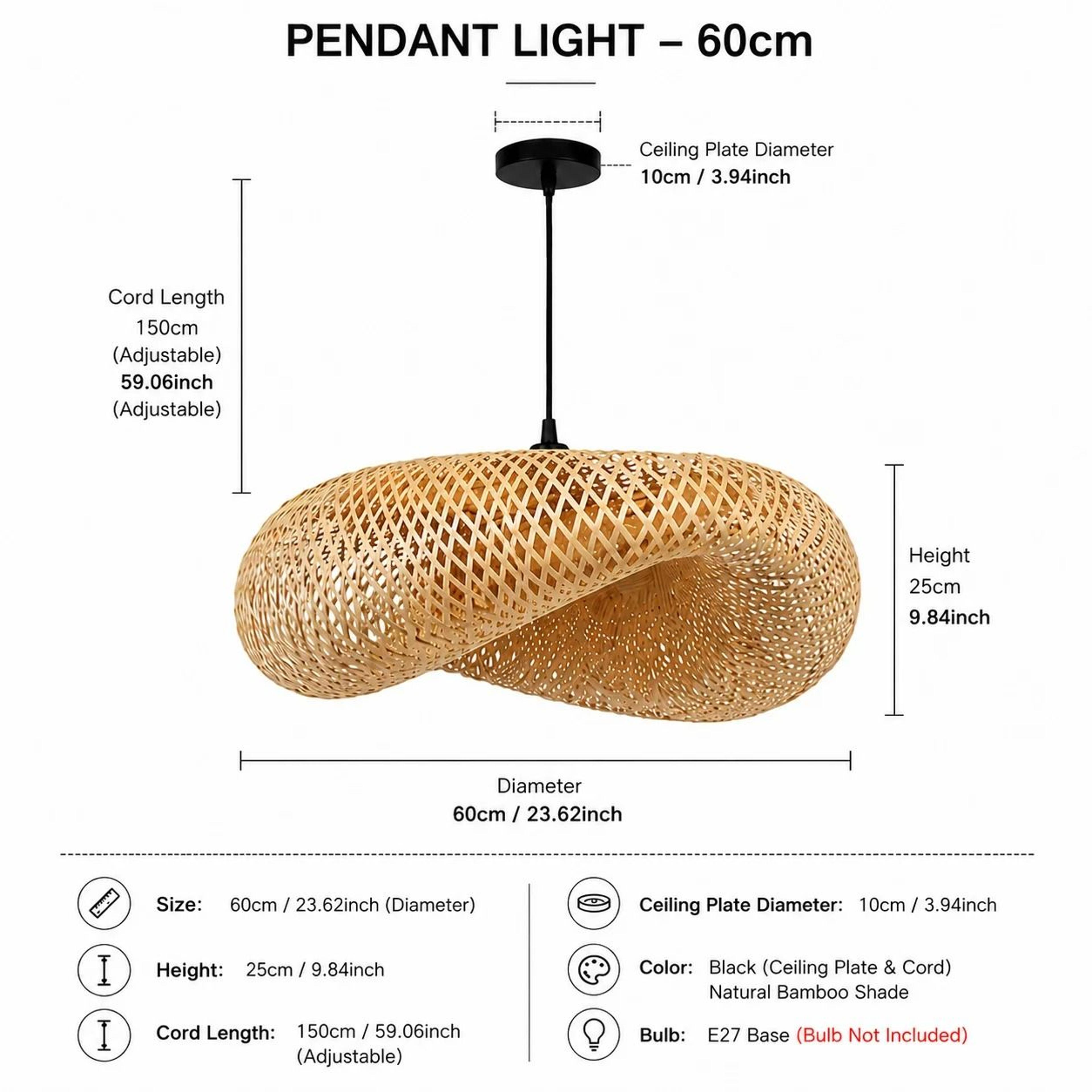 Woven Bamboo Natural Modern Pendant Light 5