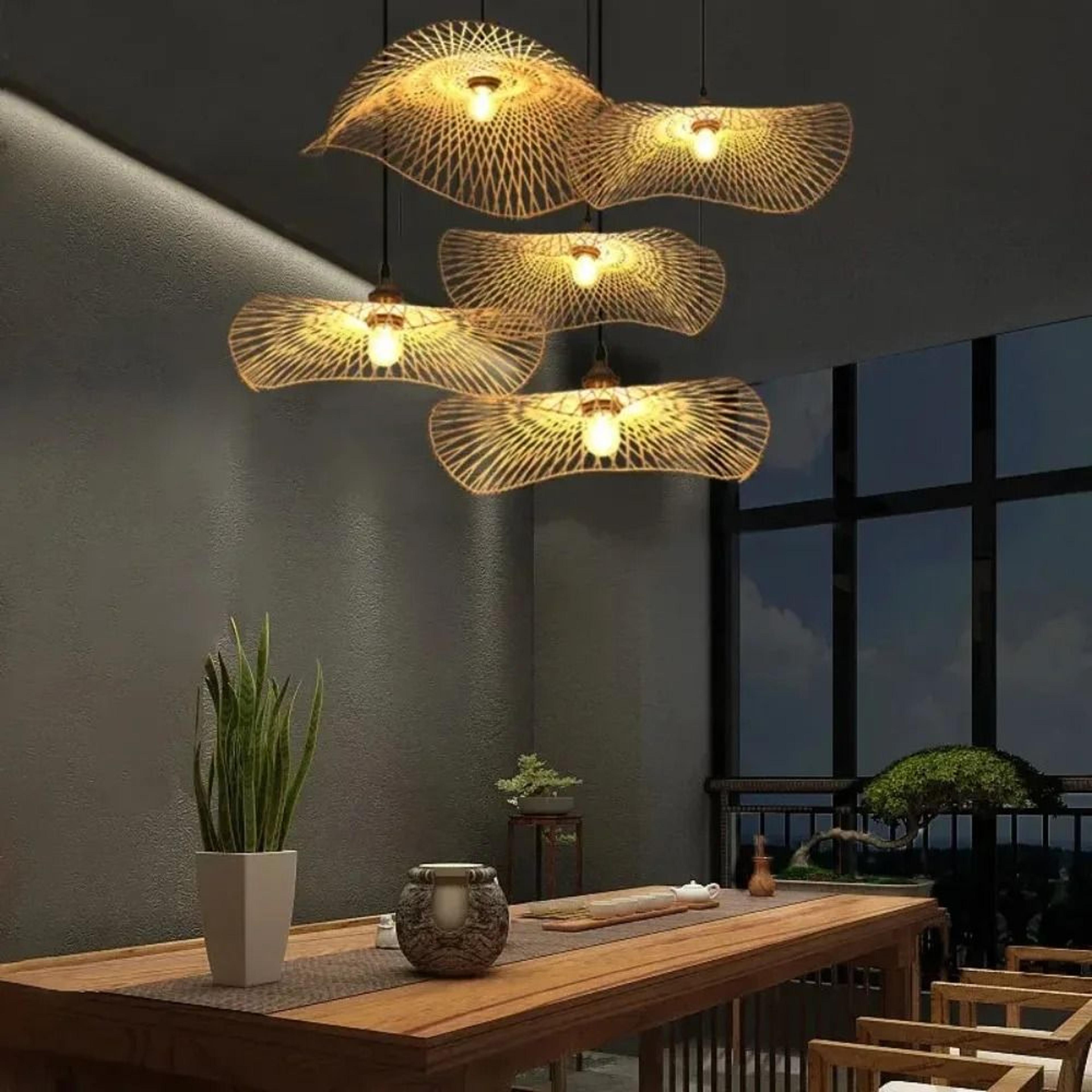 Handmade Bamboo Rattan Boho Pendant Light 1