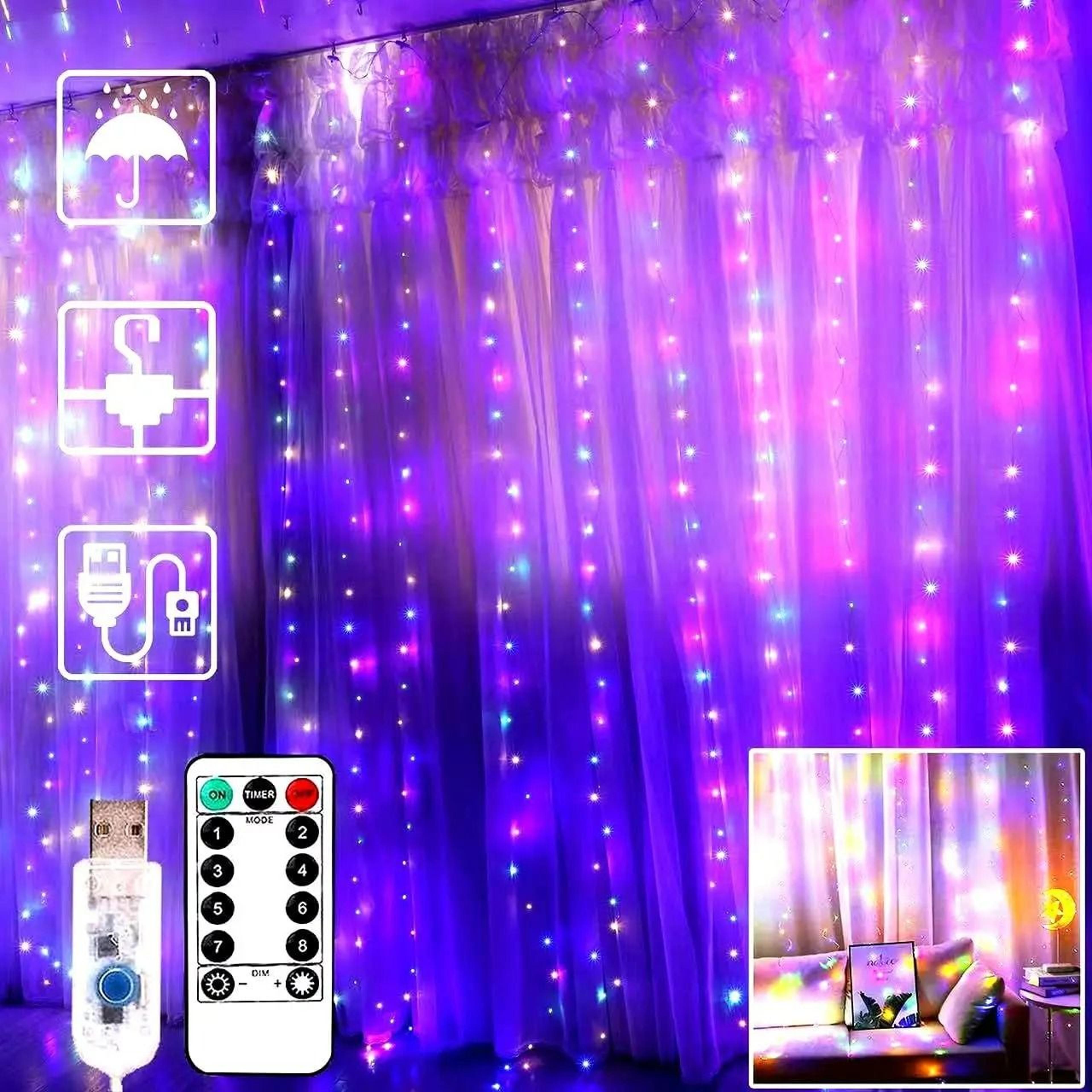 300 LED Curtain Fairy Lights With Remote 1