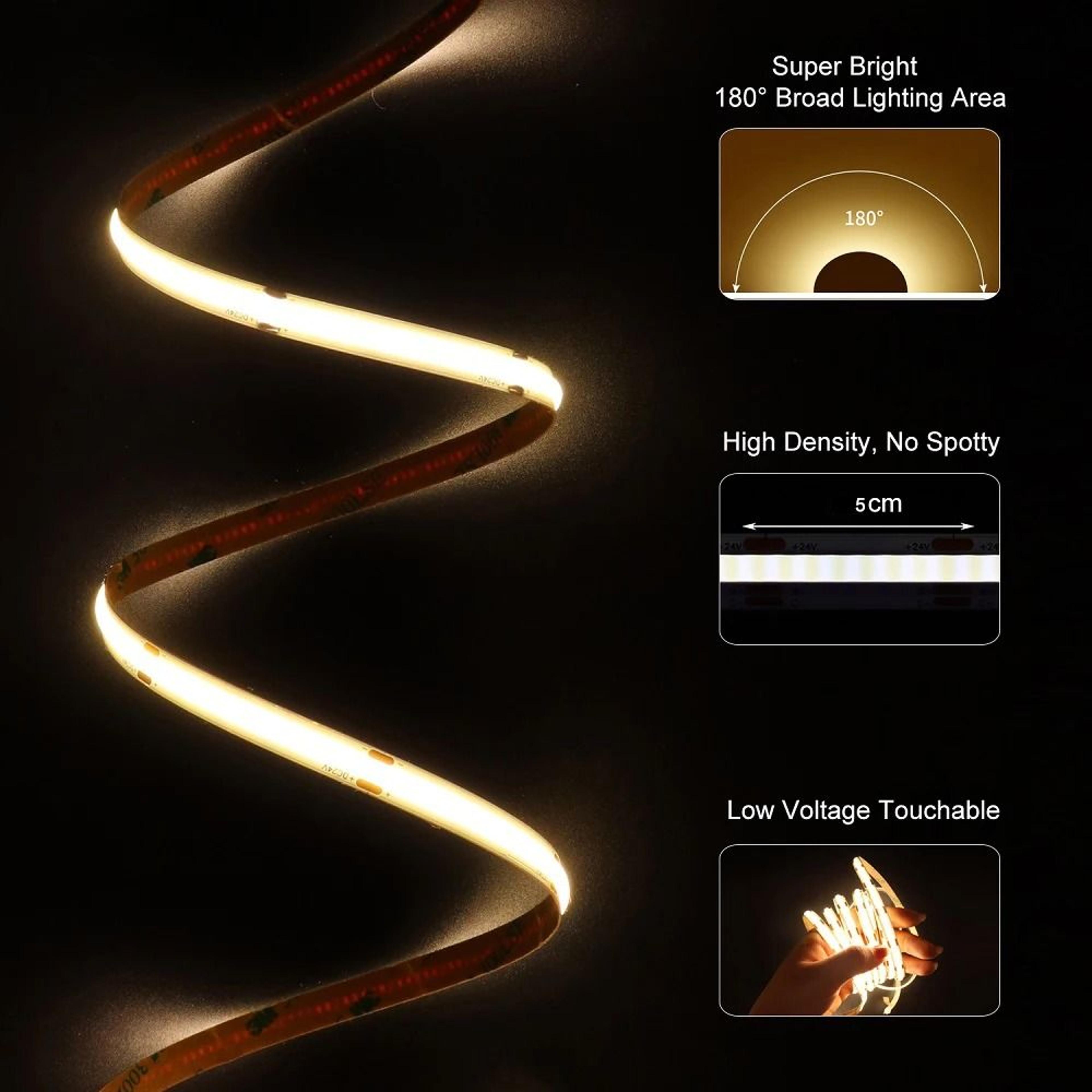 Elite 24V HighDensity COB LED Strip Light 480 LEDsm Linear Dimmable 8mm 5