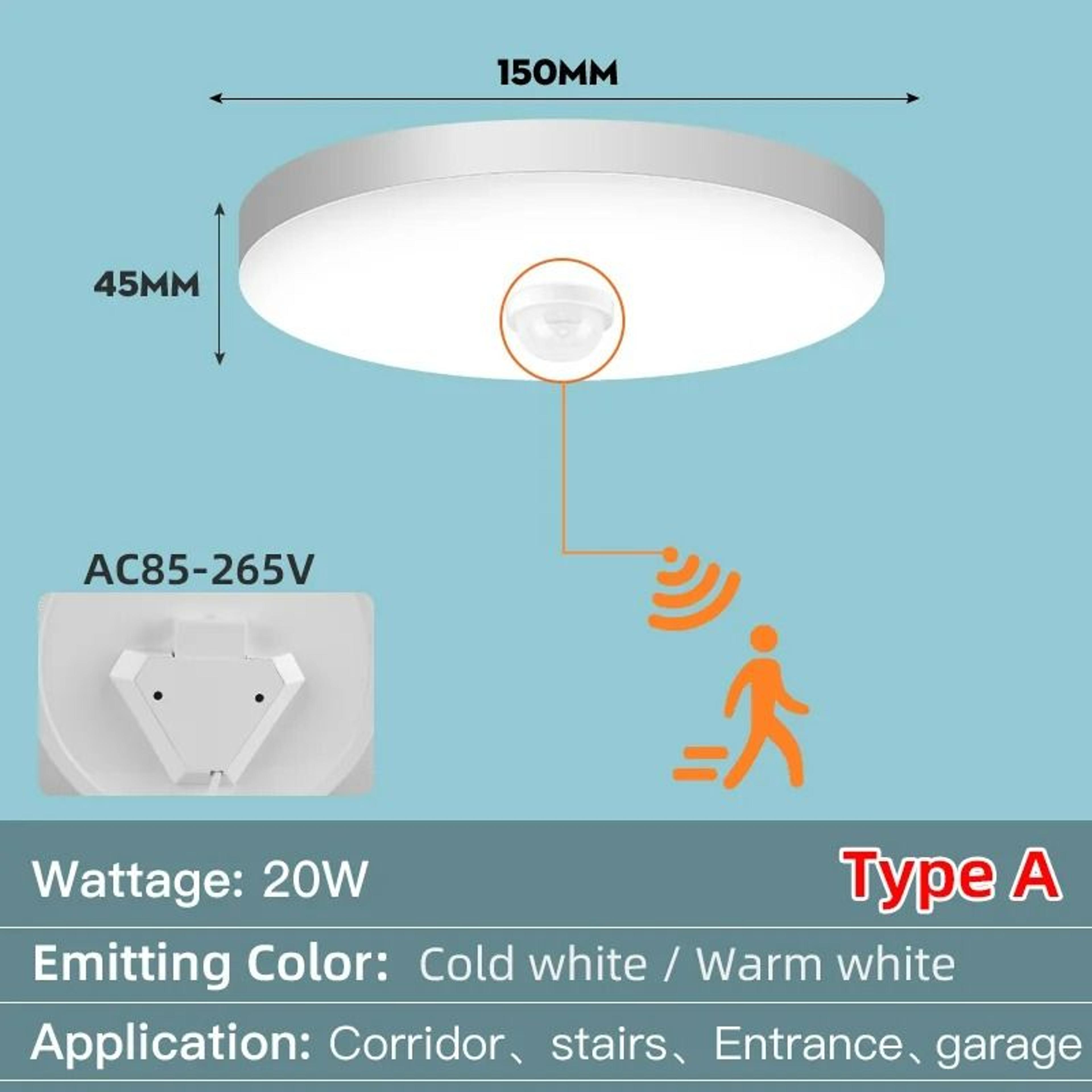 Motion Sensor LED Ceiling Light IP44 Waterproof Smart Night Lamp 15