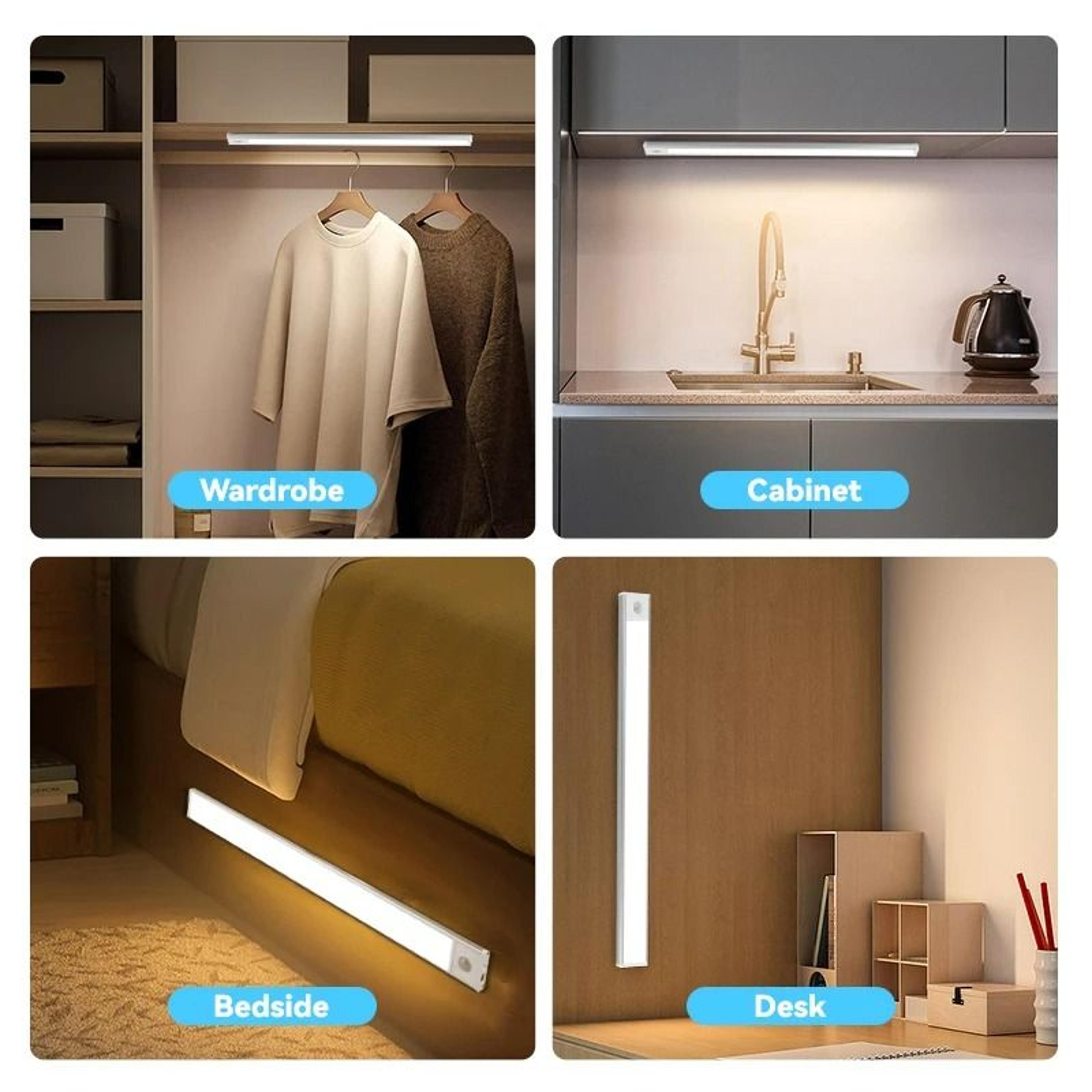 Wireless Dimmable LED Motion Sensor Cabinet Light TypeC Rechargeable Night Lamp 5