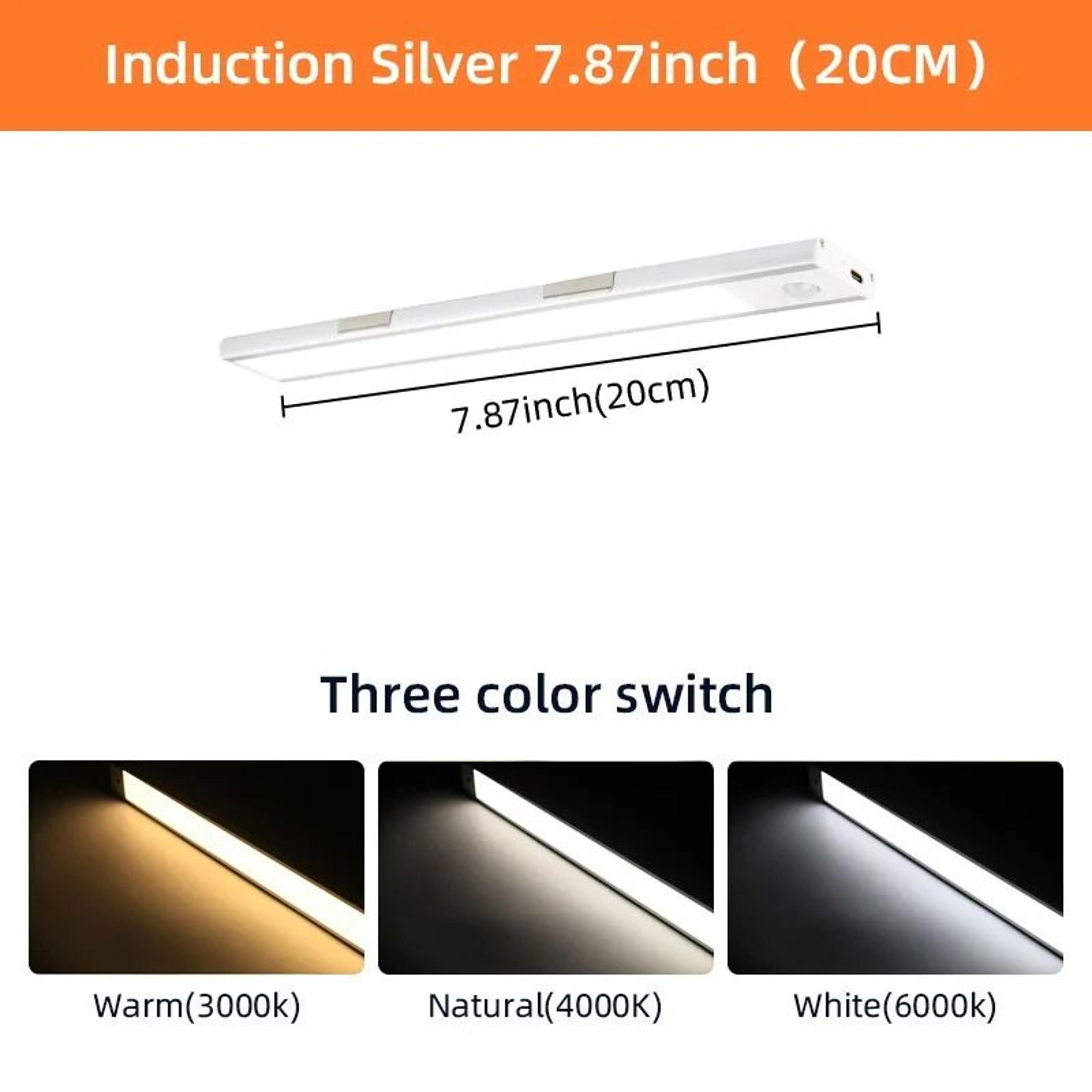 Wireless Dimmable LED Motion Sensor Cabinet Light TypeC Rechargeable Night Lamp 6