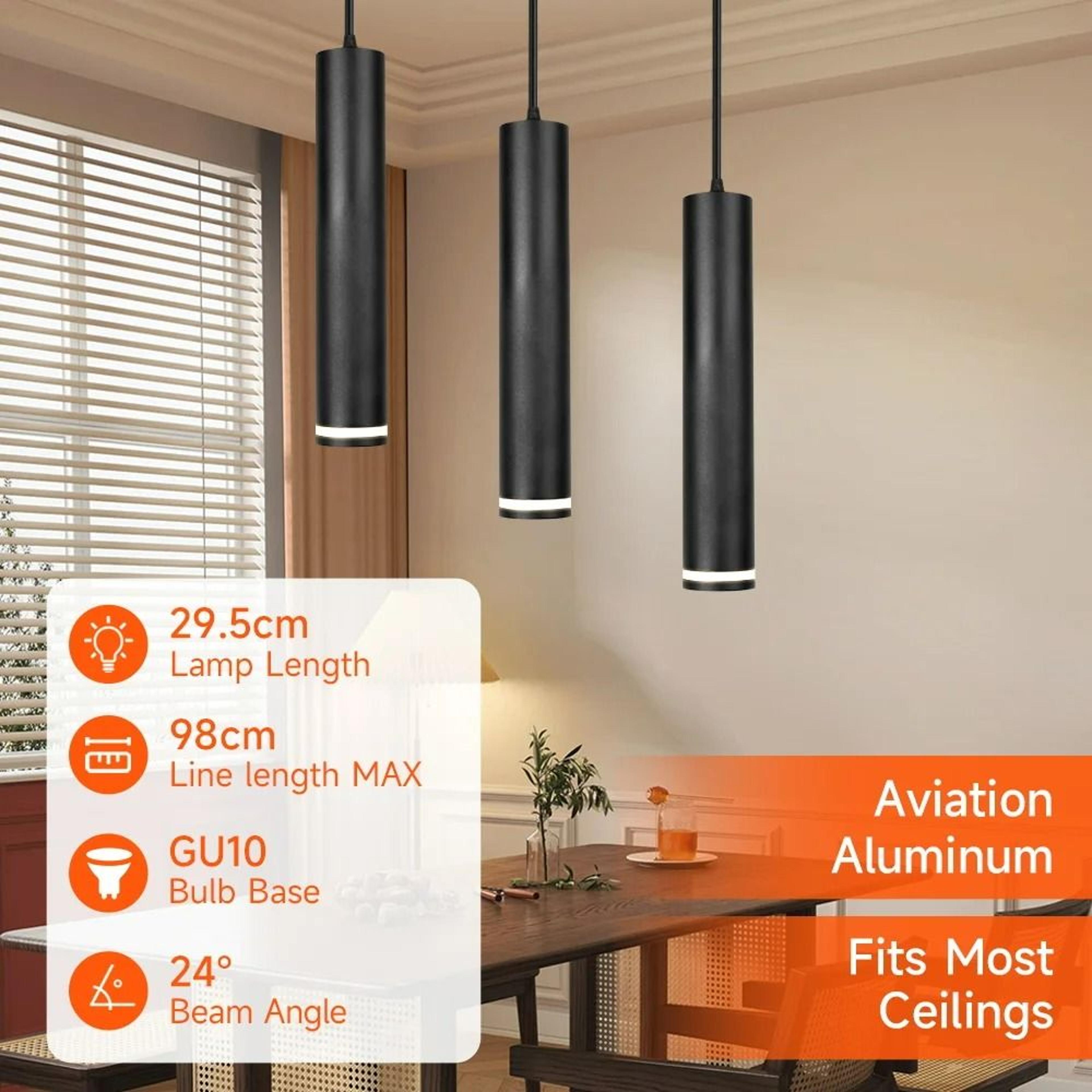 modern minimalist led pendant light (replaceable bulb hanging ceiling chandelier for kitchen, dining room & bedroom)