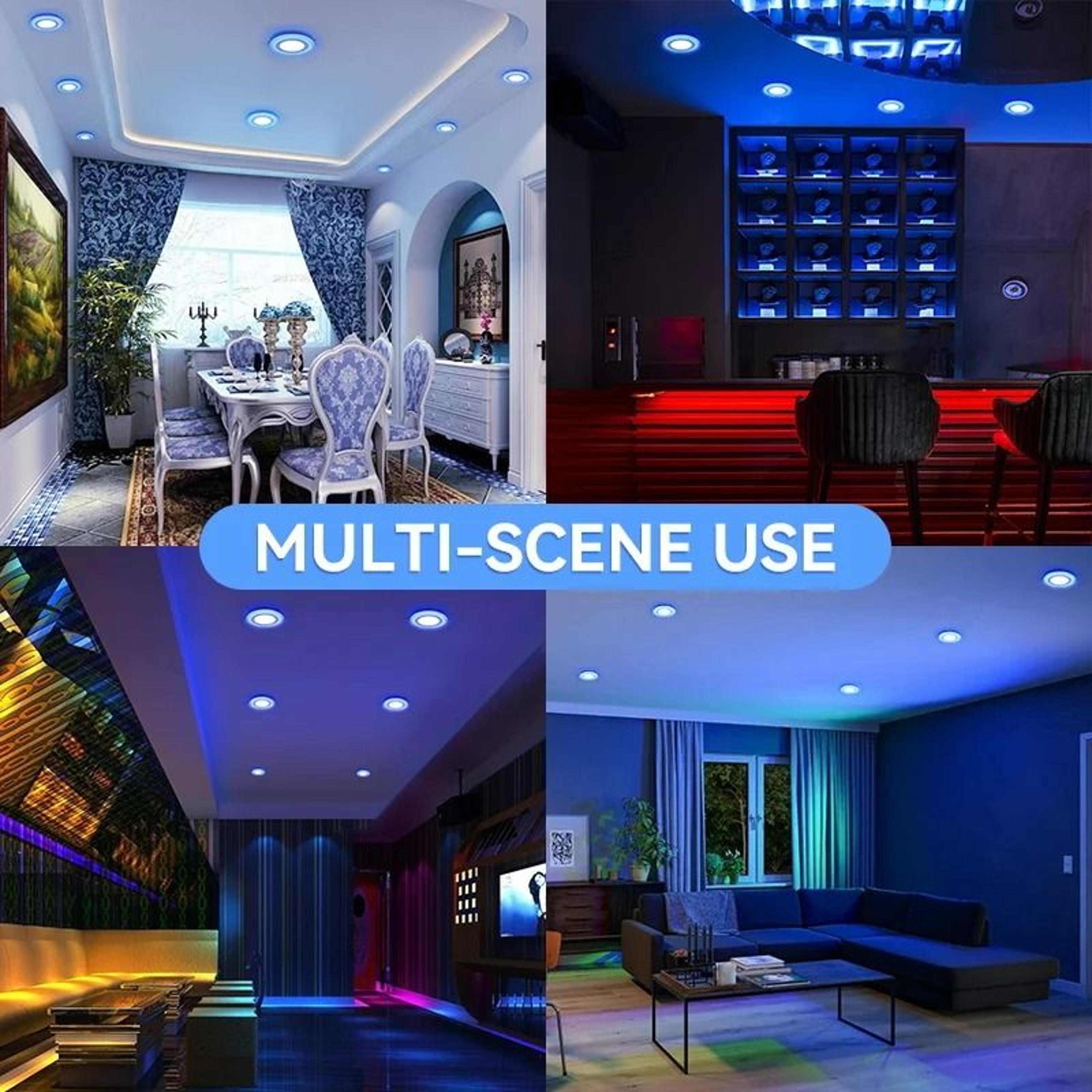 Modern DualColor LED Ceiling Downlight Blue  White Panel Spotlight For Home Decor Living Room  Bath 5