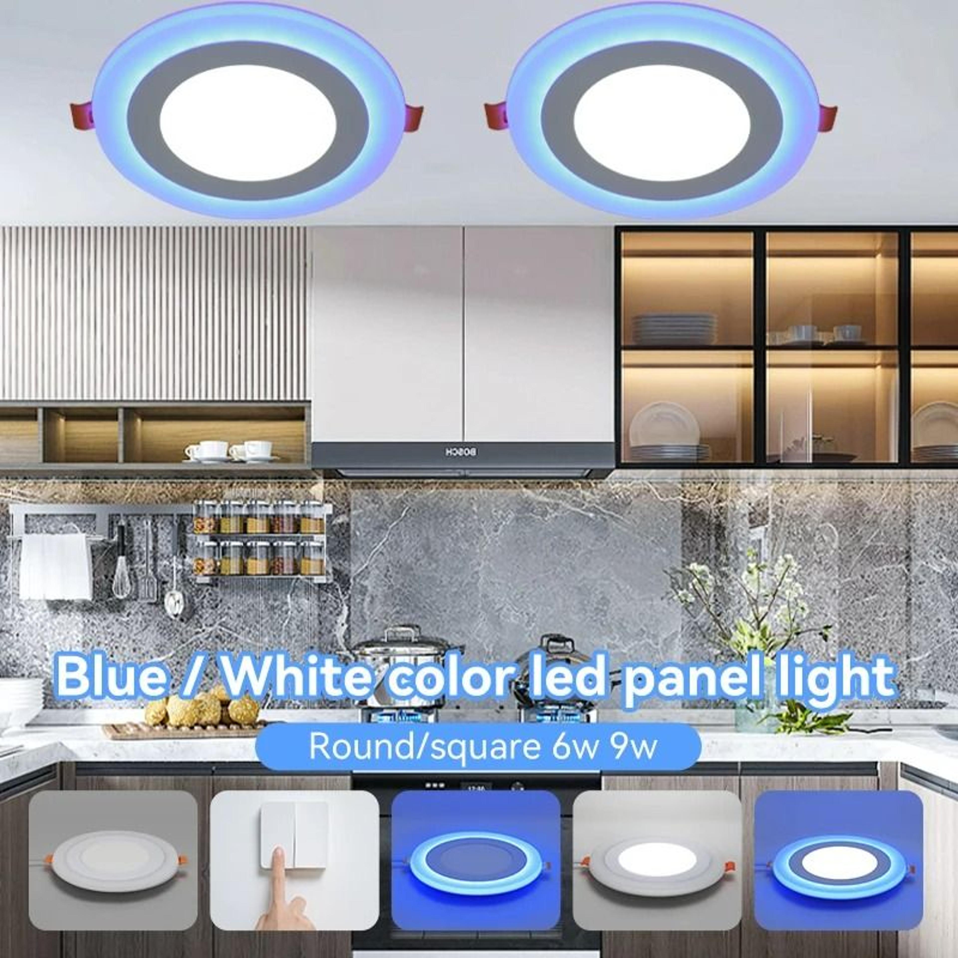 modern dual-color led ceiling panel downlight (cold white + blue halo recessed spotlight)