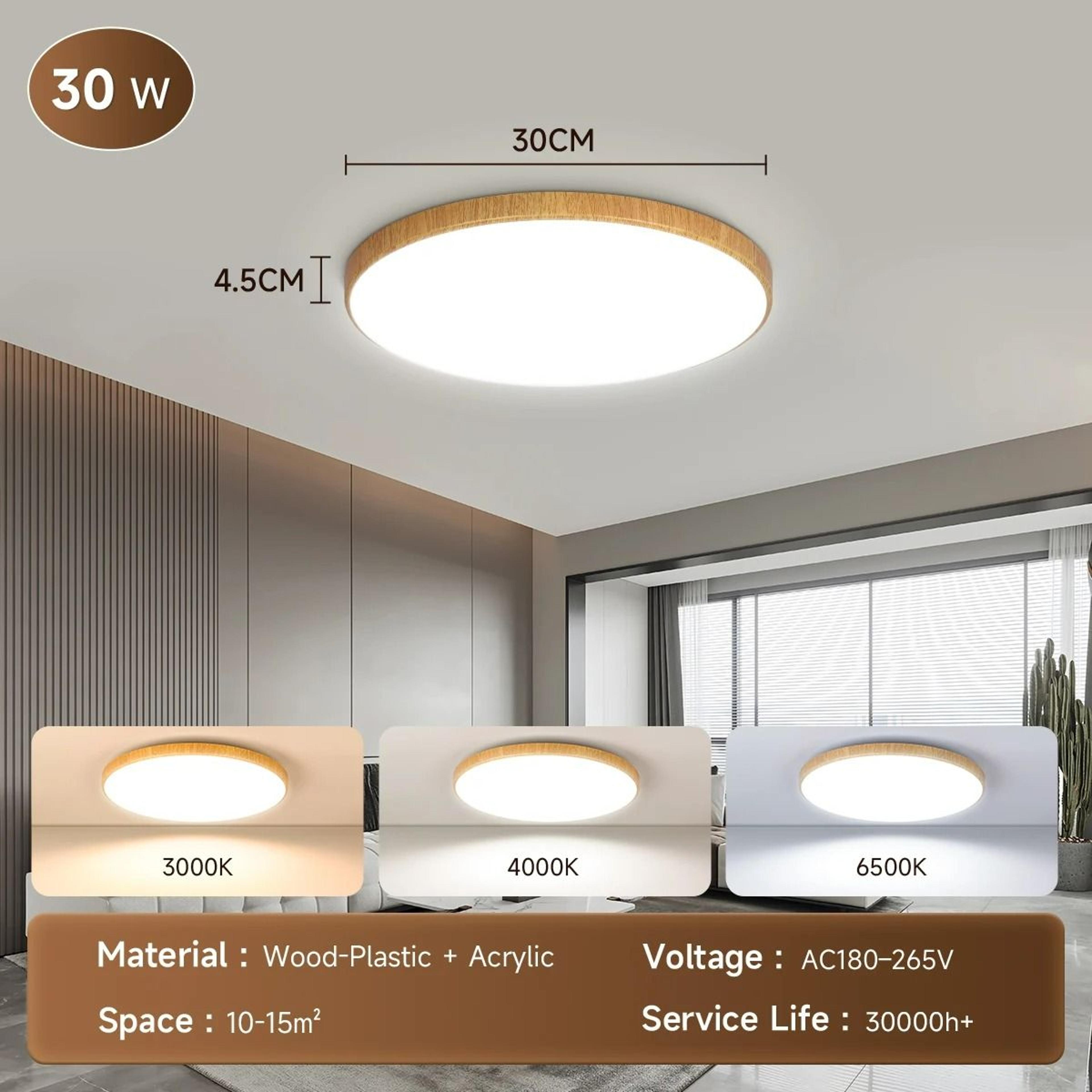 Nordic WoodGrain Flush Mount LED Ceiling Light 7