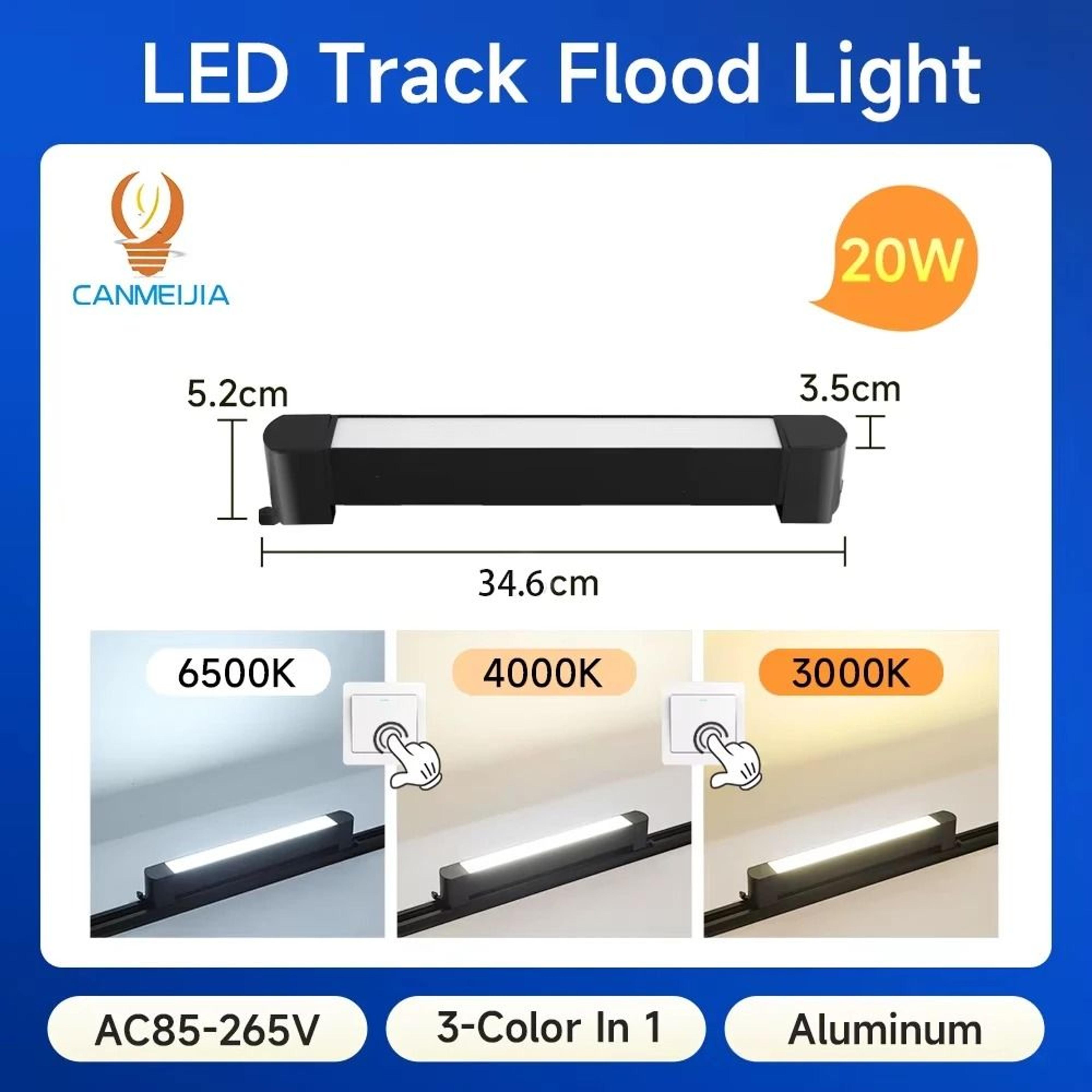 Modern Tricolor Linear Track Floodlight Fixture 11