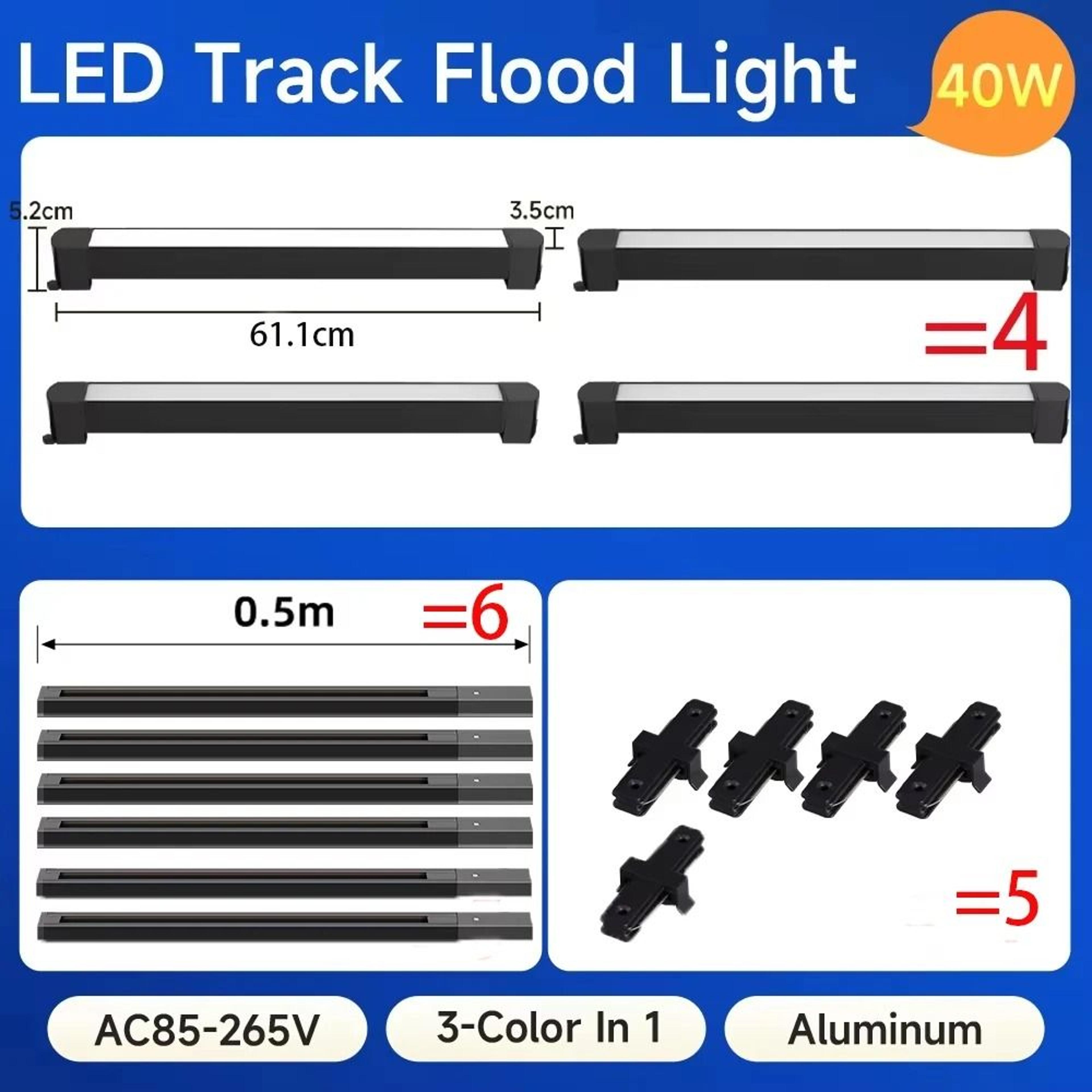Modern Tricolor Linear Track Floodlight Fixture 10