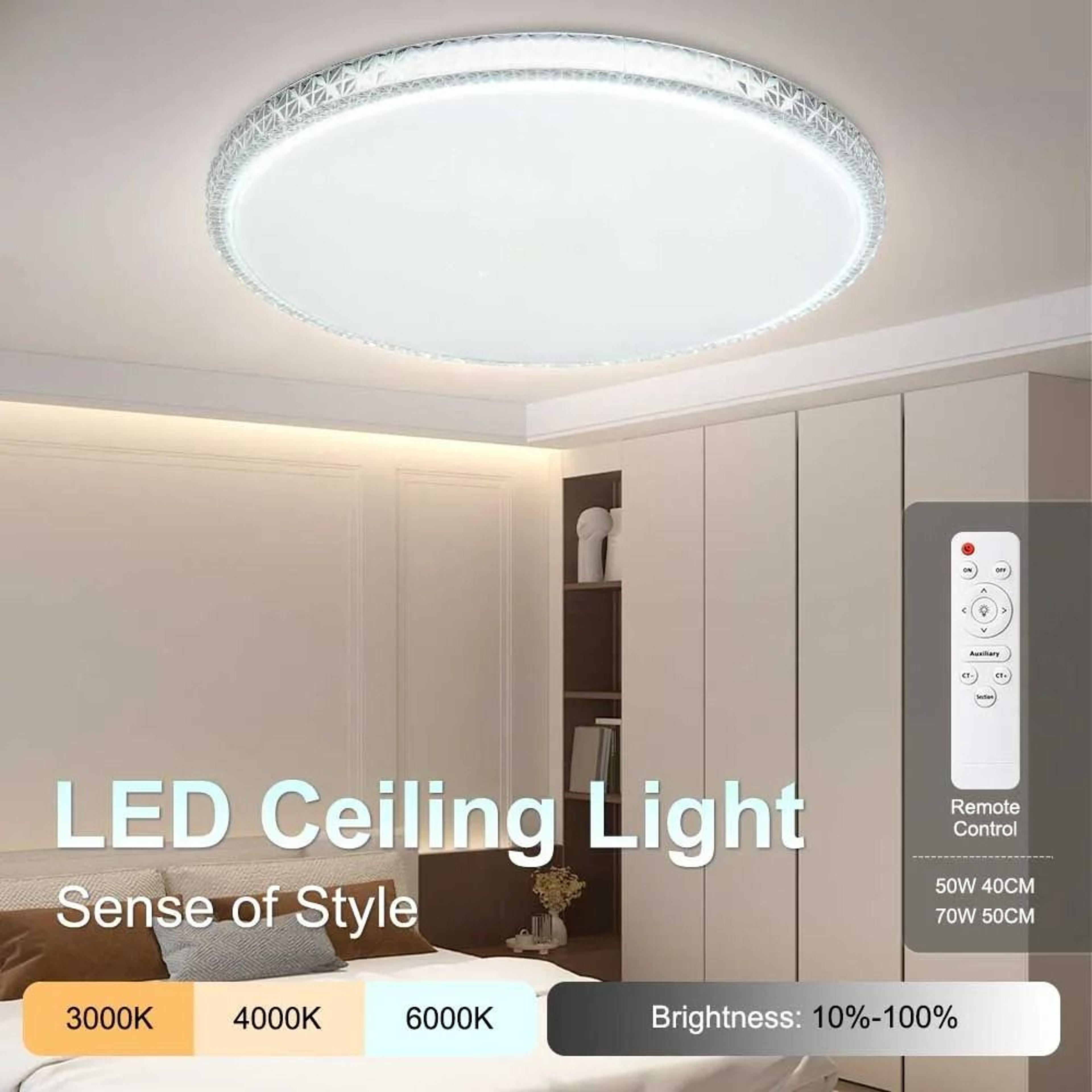 Modern Crystal Frame Remote Control LED Ceiling Light 1