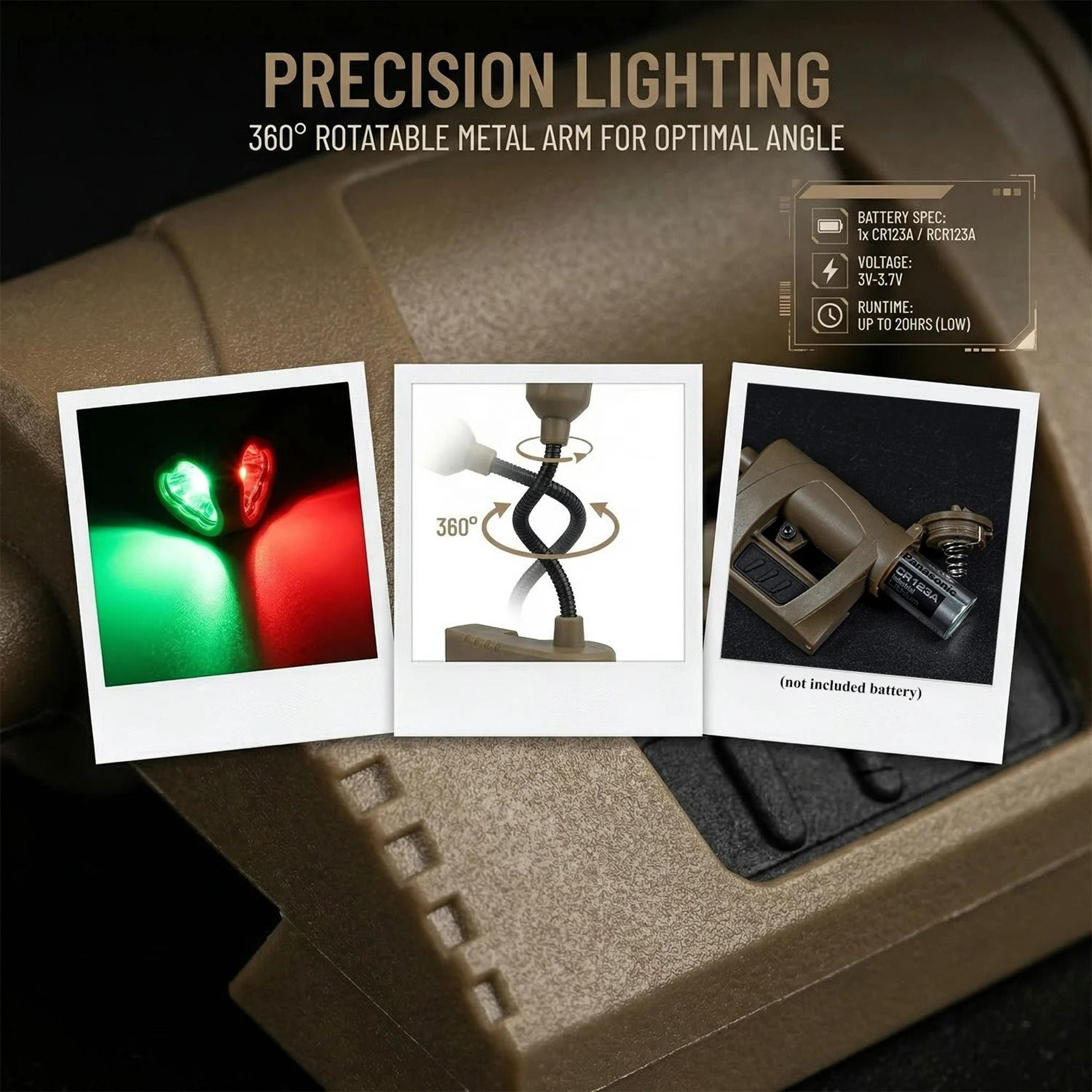 Modular Tactical Helmet Task Light With Flexible Neck  3 Output Modes 3