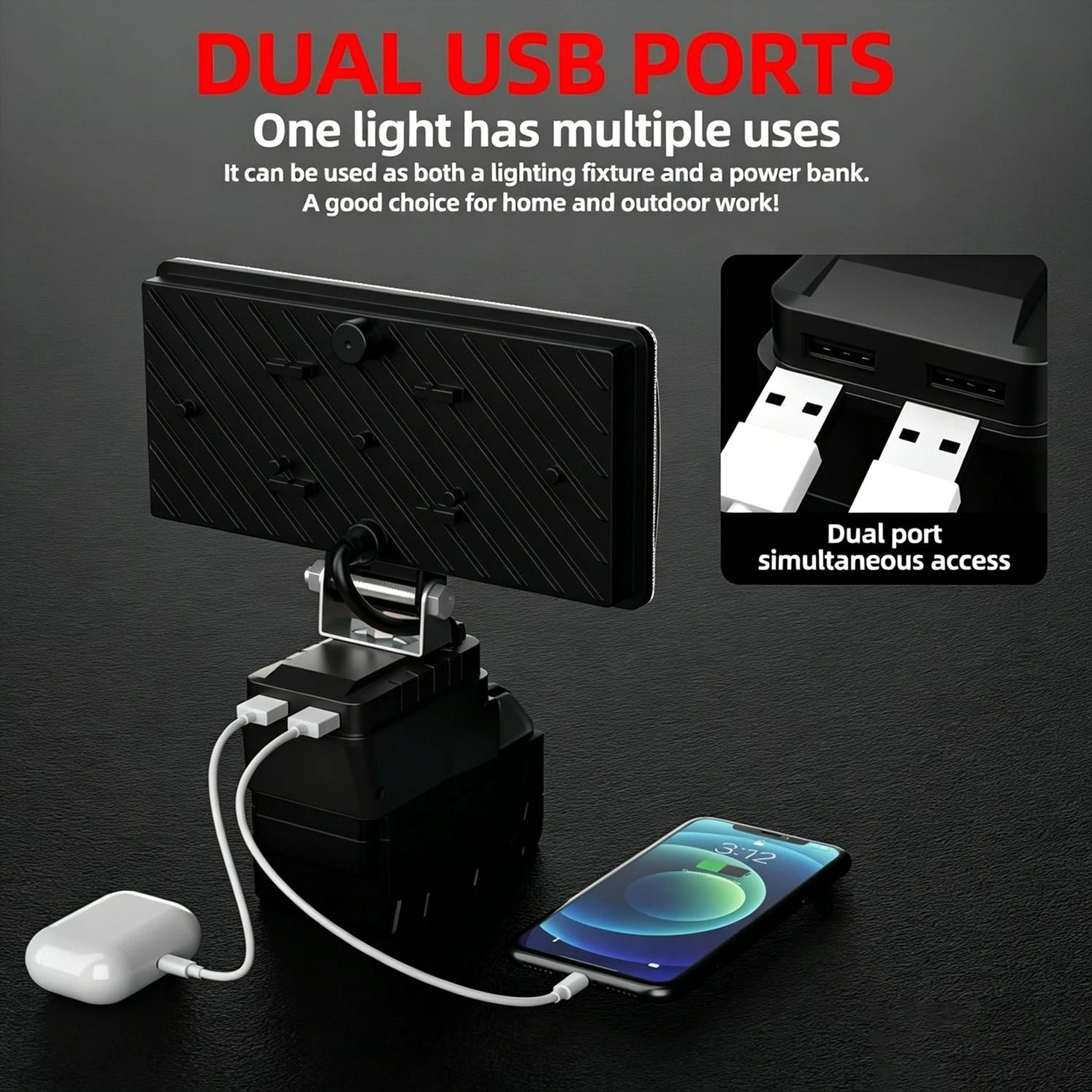Cordless LED Work Light  Portable Emergency Flood Lamp For 18V Lithium Battery 3
