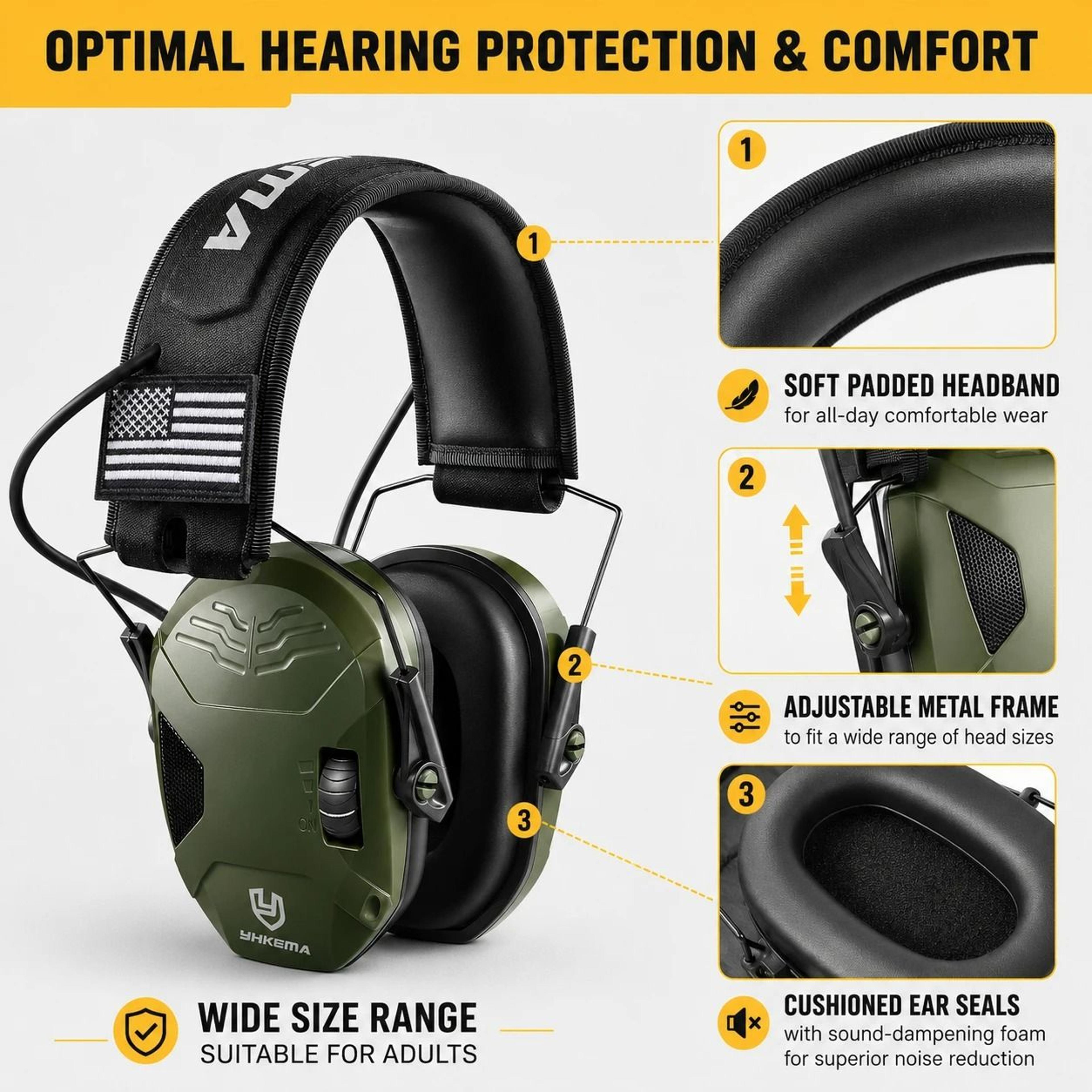 Tactical Electronic Shooting Earmuffs  Sound Amplification Headset With Storage Bag 4