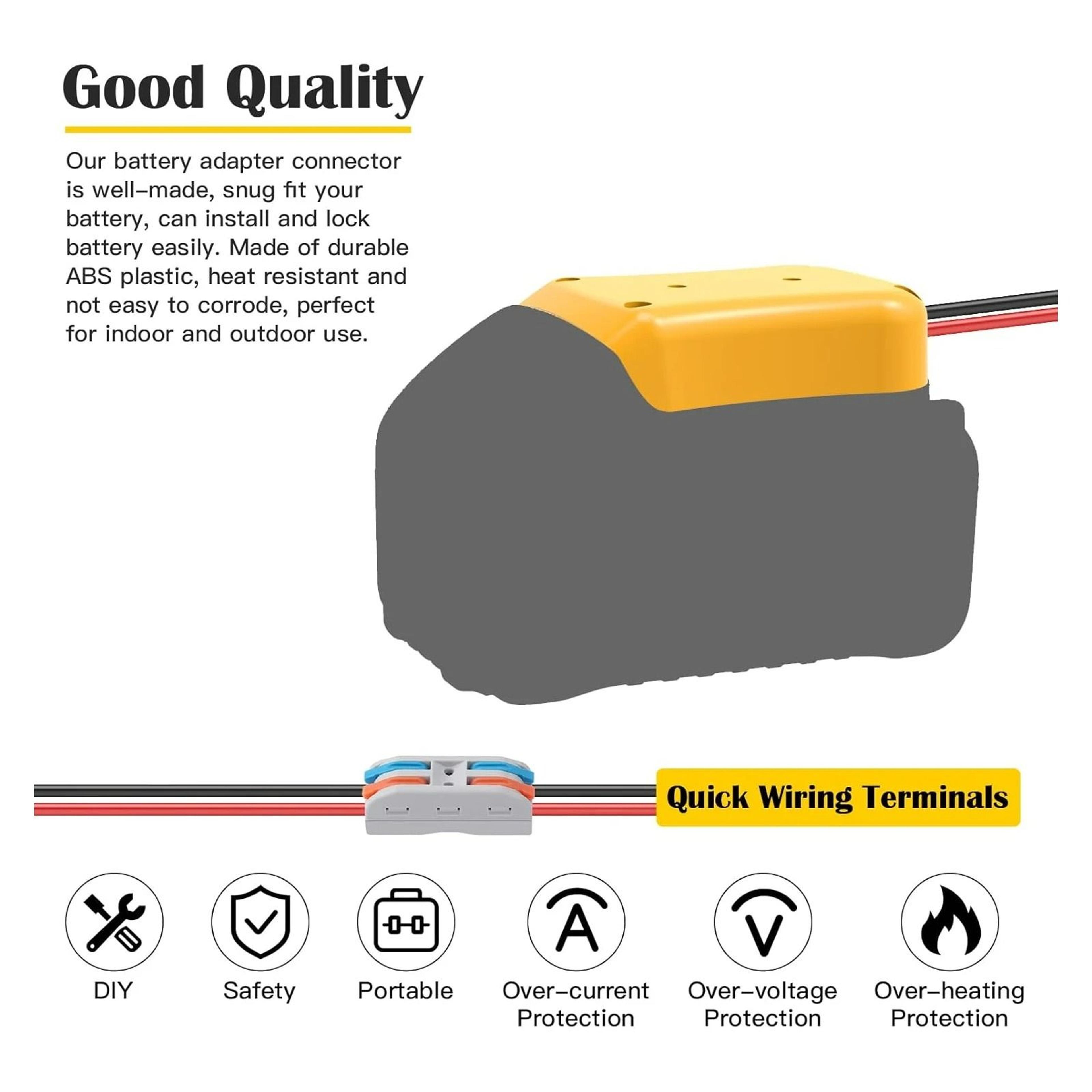 Power Wheel Battery Converter Adapter Kit For 20V Lithium Batteries With Fuse  Wire Terminals 3