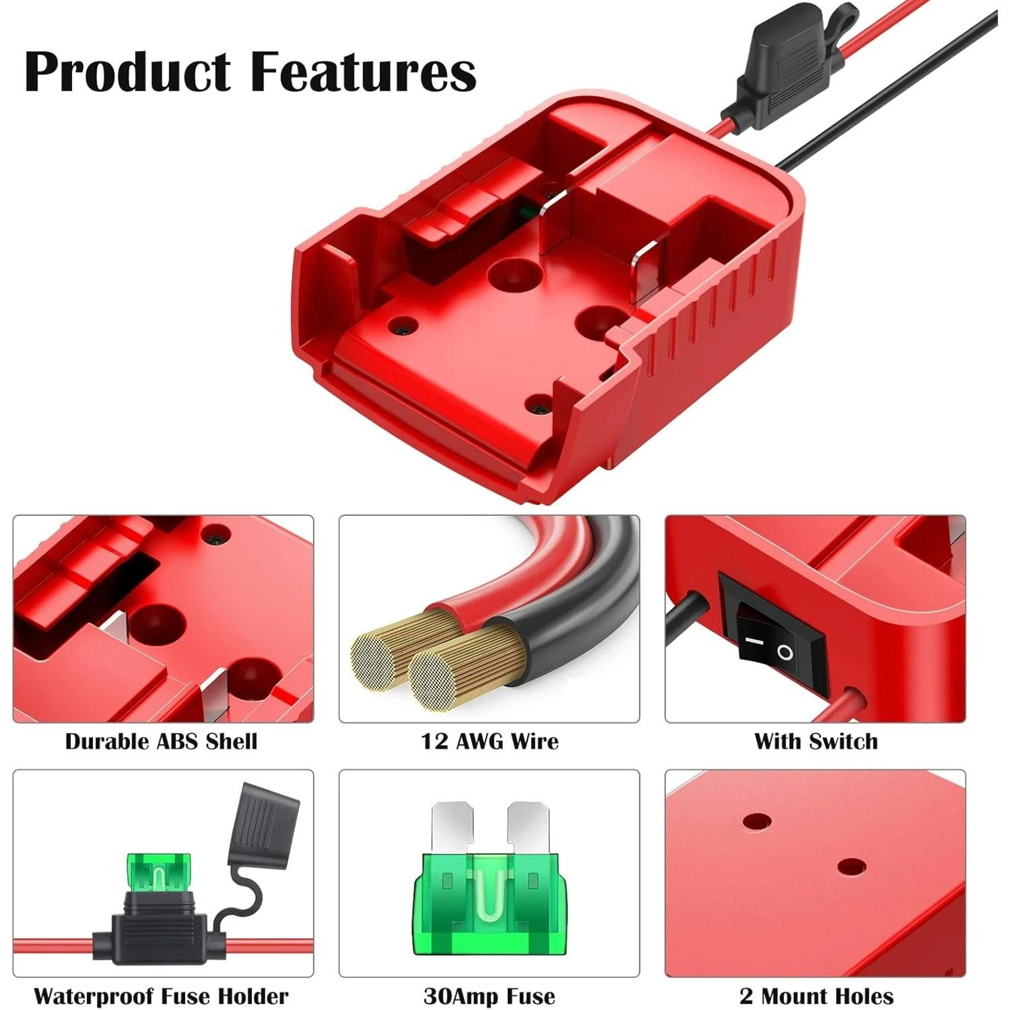 Power Wheel Battery Conversion Kit For 18V Lithium Batteries With Switch Fuse  Wire Terminals 1