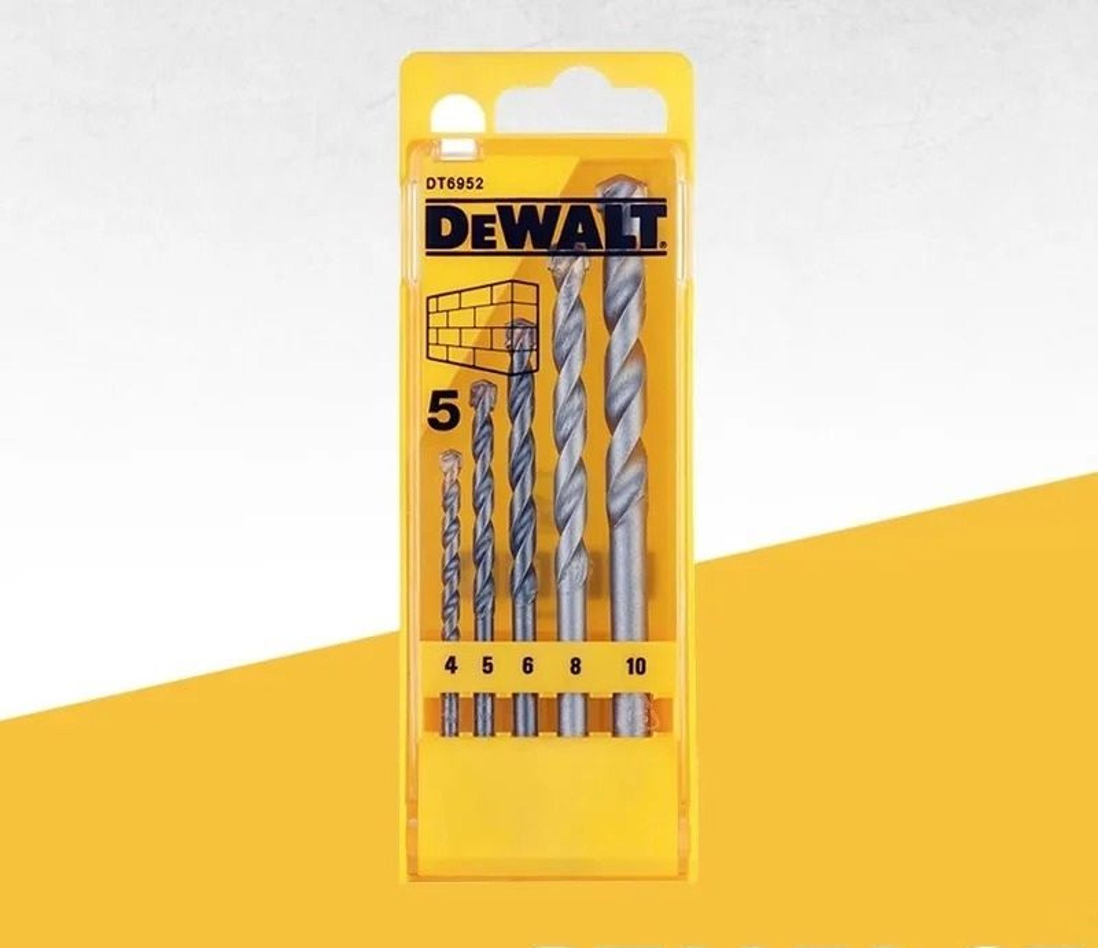 5-piece carbide-tipped masonry drill bit set for concrete, brick, and stone