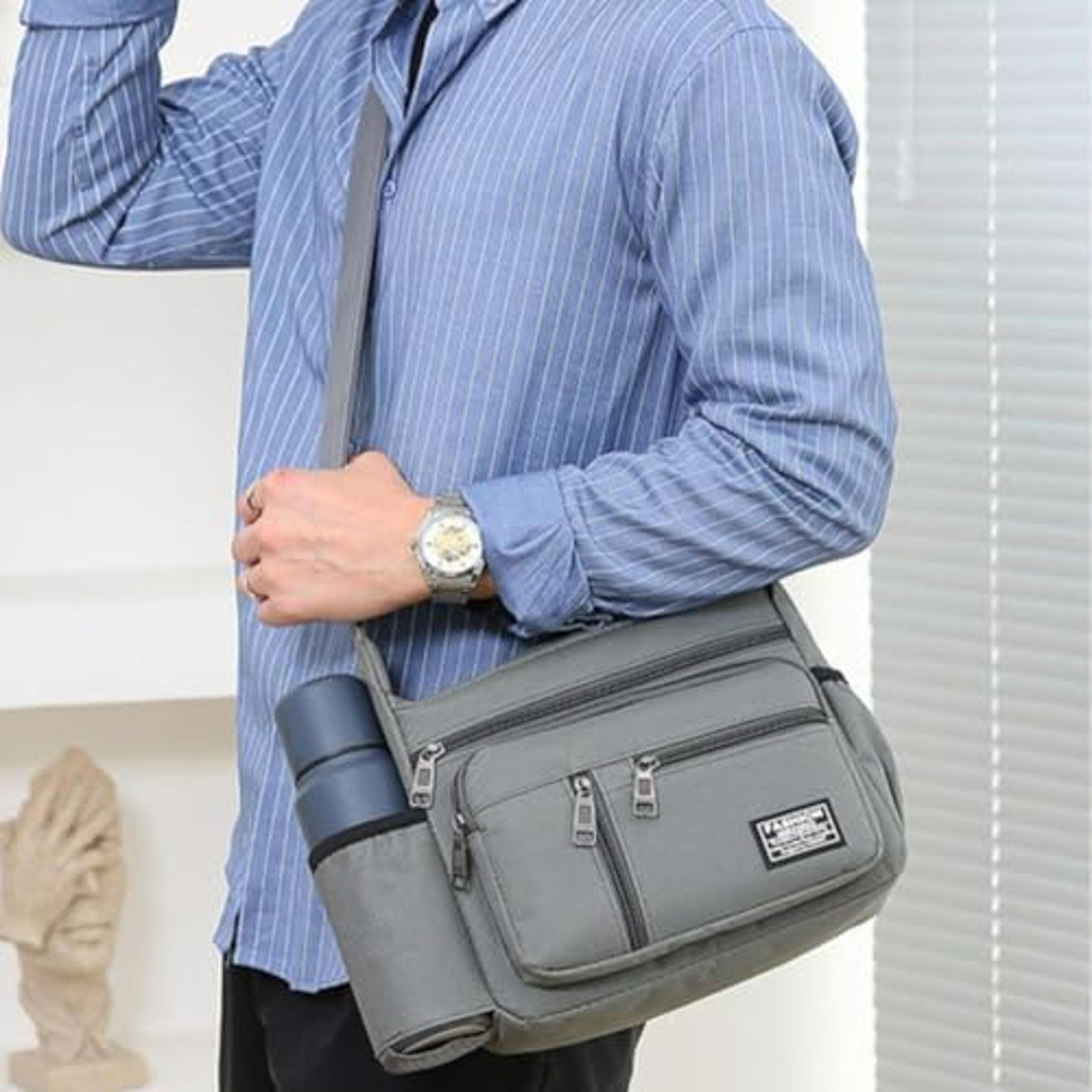 urbanedge men's multi-pocket crossbody bag – large capacity shoulder satchel for travel & business