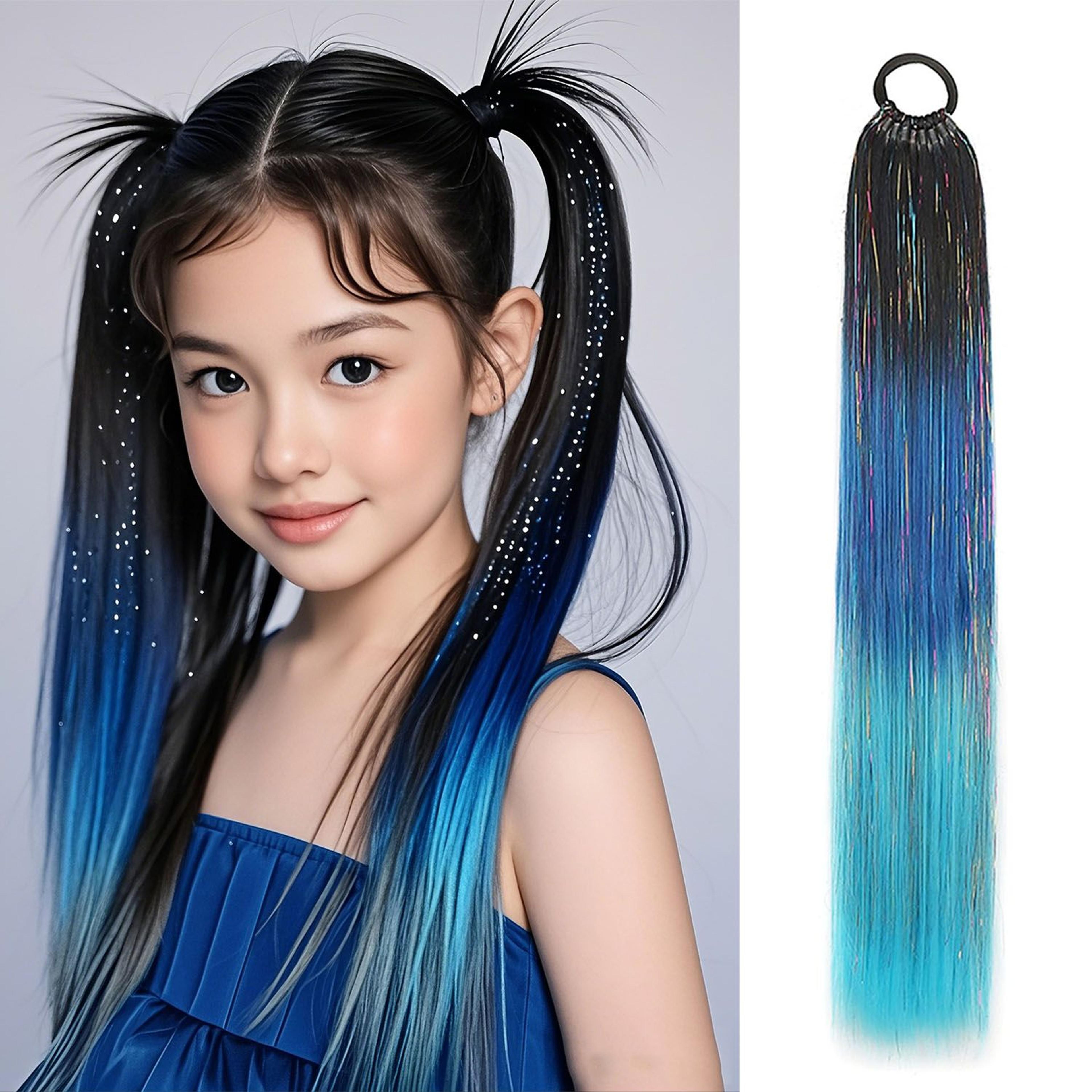 SparklePop Tinsel Ponytail Extension  Colorful Braiding Hair Tie For Girls 5
