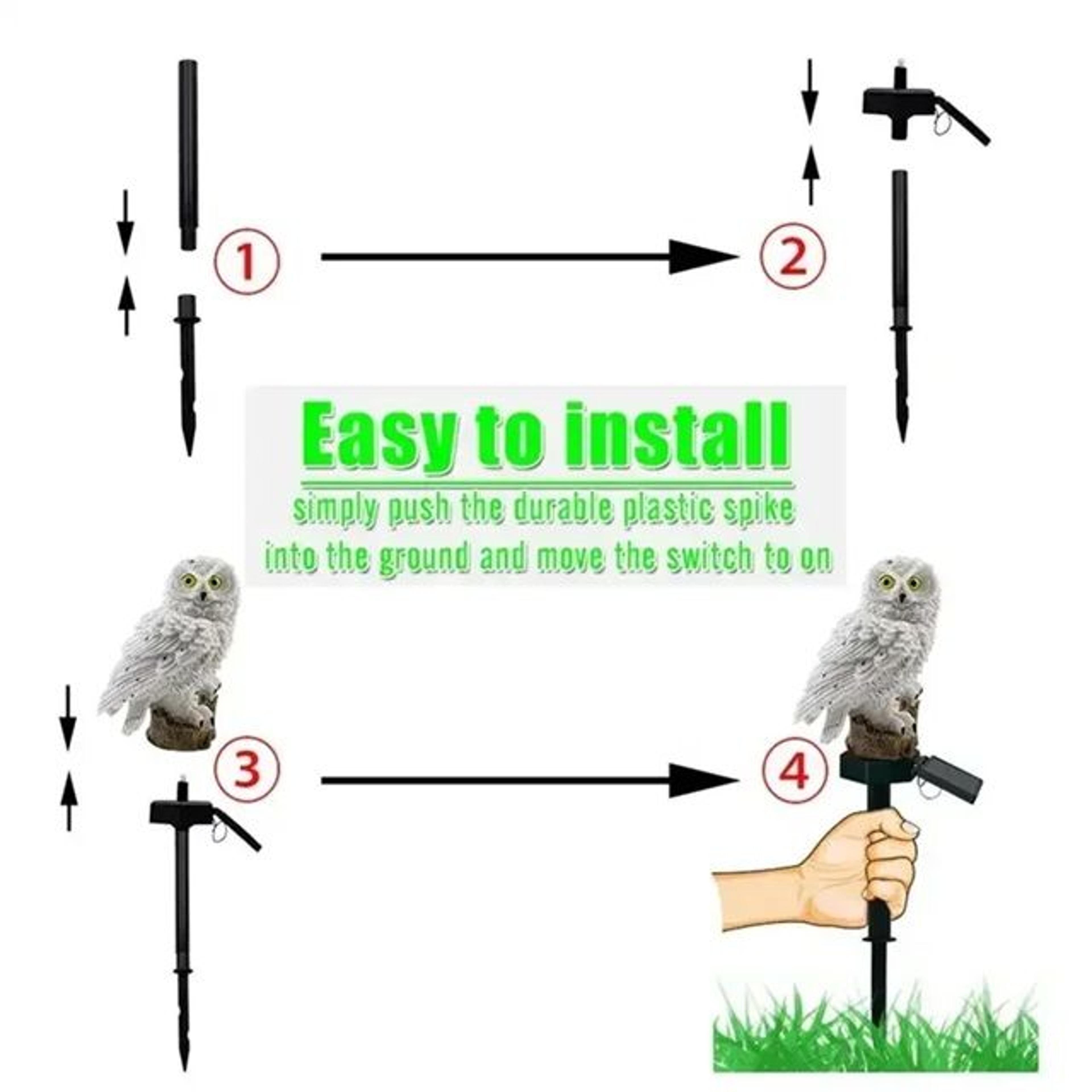 NightGuardian Solar Owl Garden Light  Waterproof Outdoor Decor With LED Glow 10