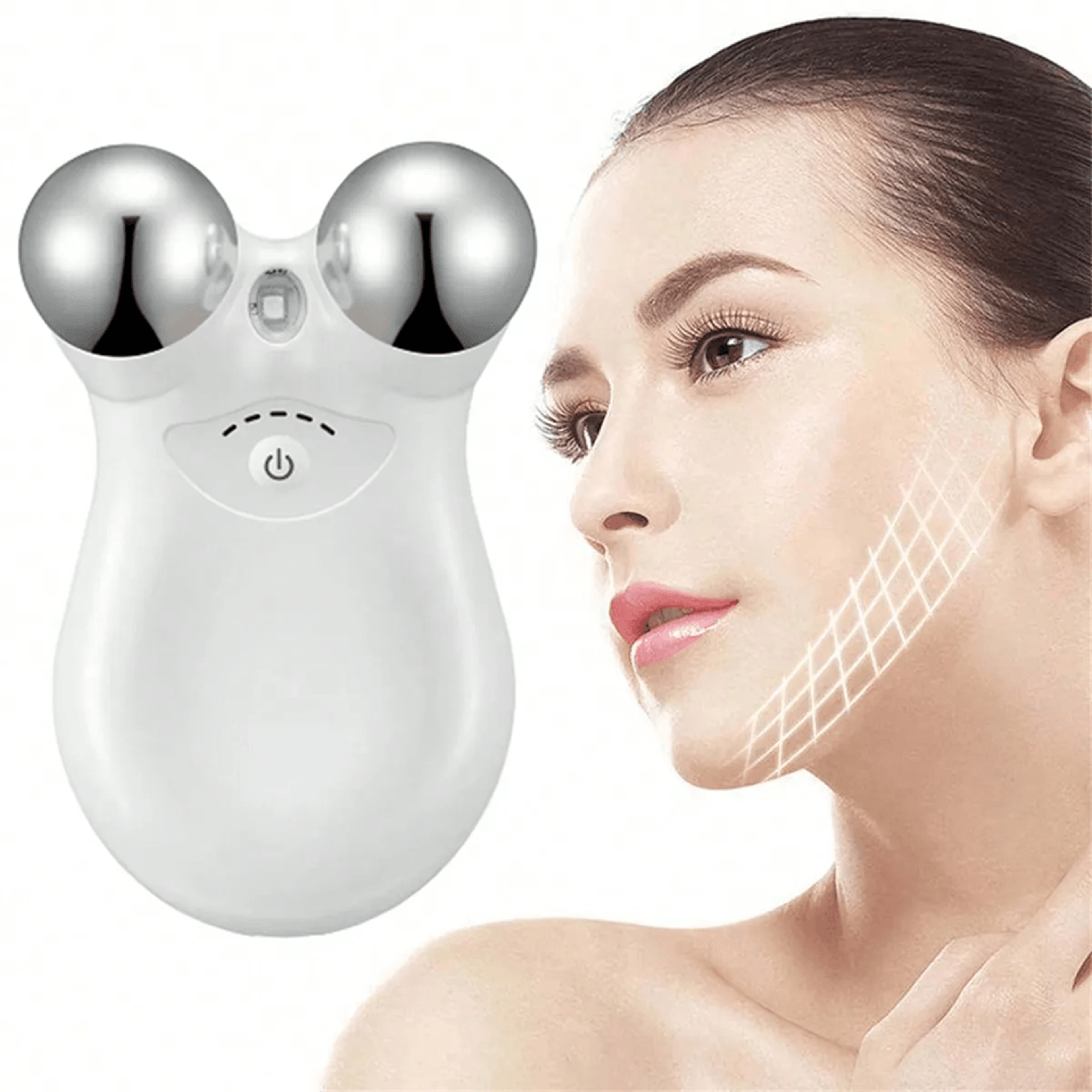 ems microcurrent face massager with rf therapy – stainless steel double head beauty device for skin lifting and firming