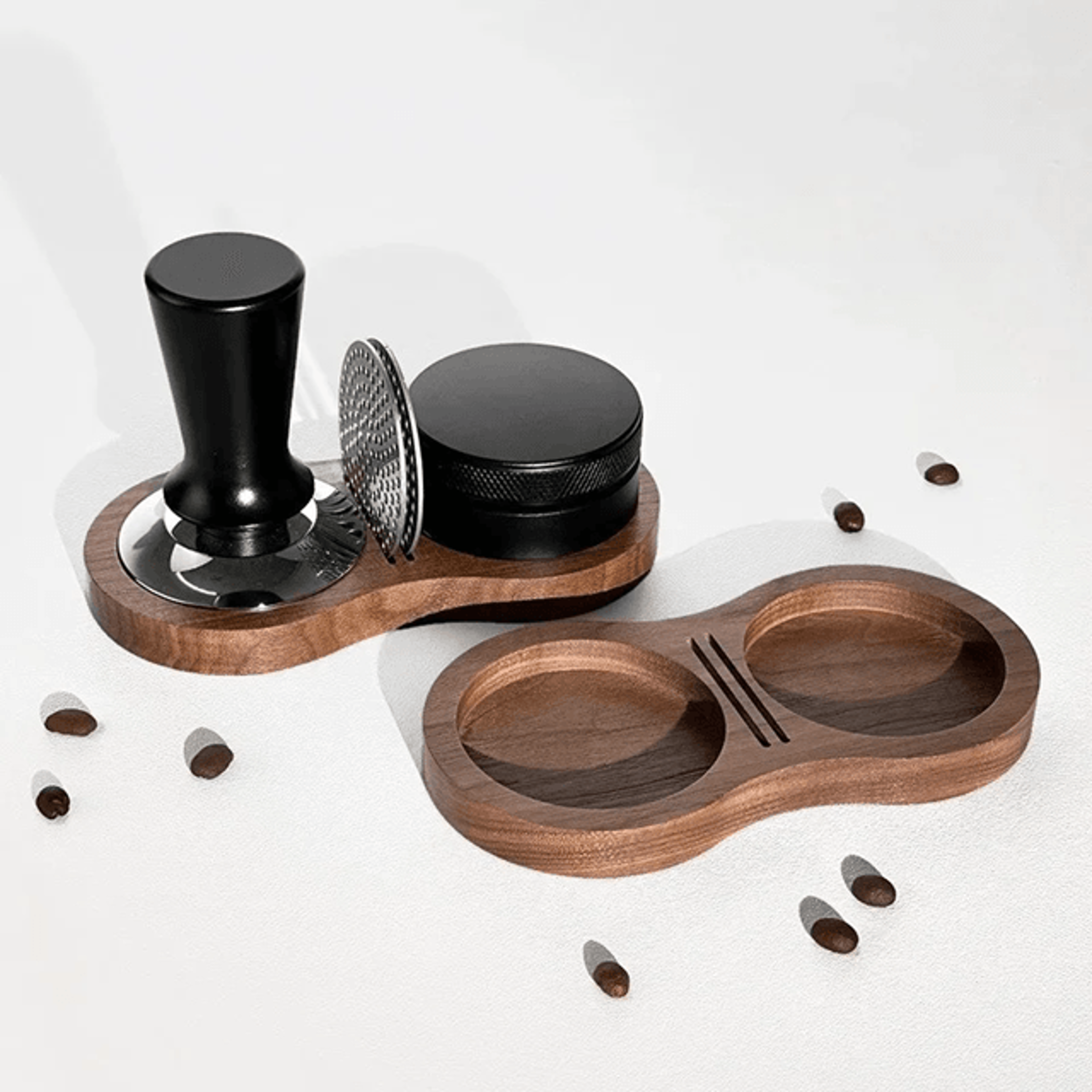 Walnut Coffee Tamper Station  Wooden Base Stand For 51mm 53mm 58mm Espresso Tools 0