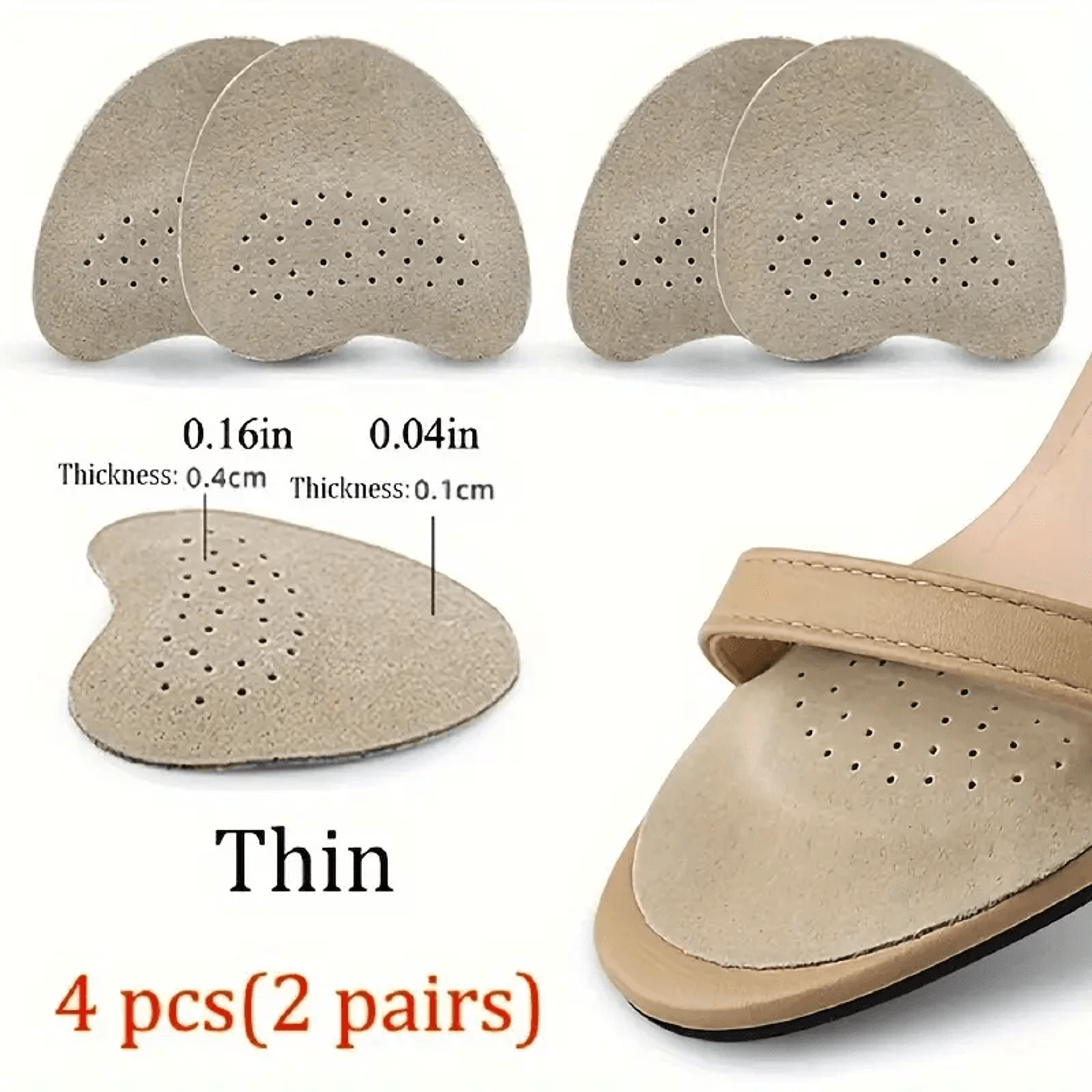 4Pack AntiSlip Leather Forefoot Pads  High Heel Pain Relief Inserts For Womens Shoes 1