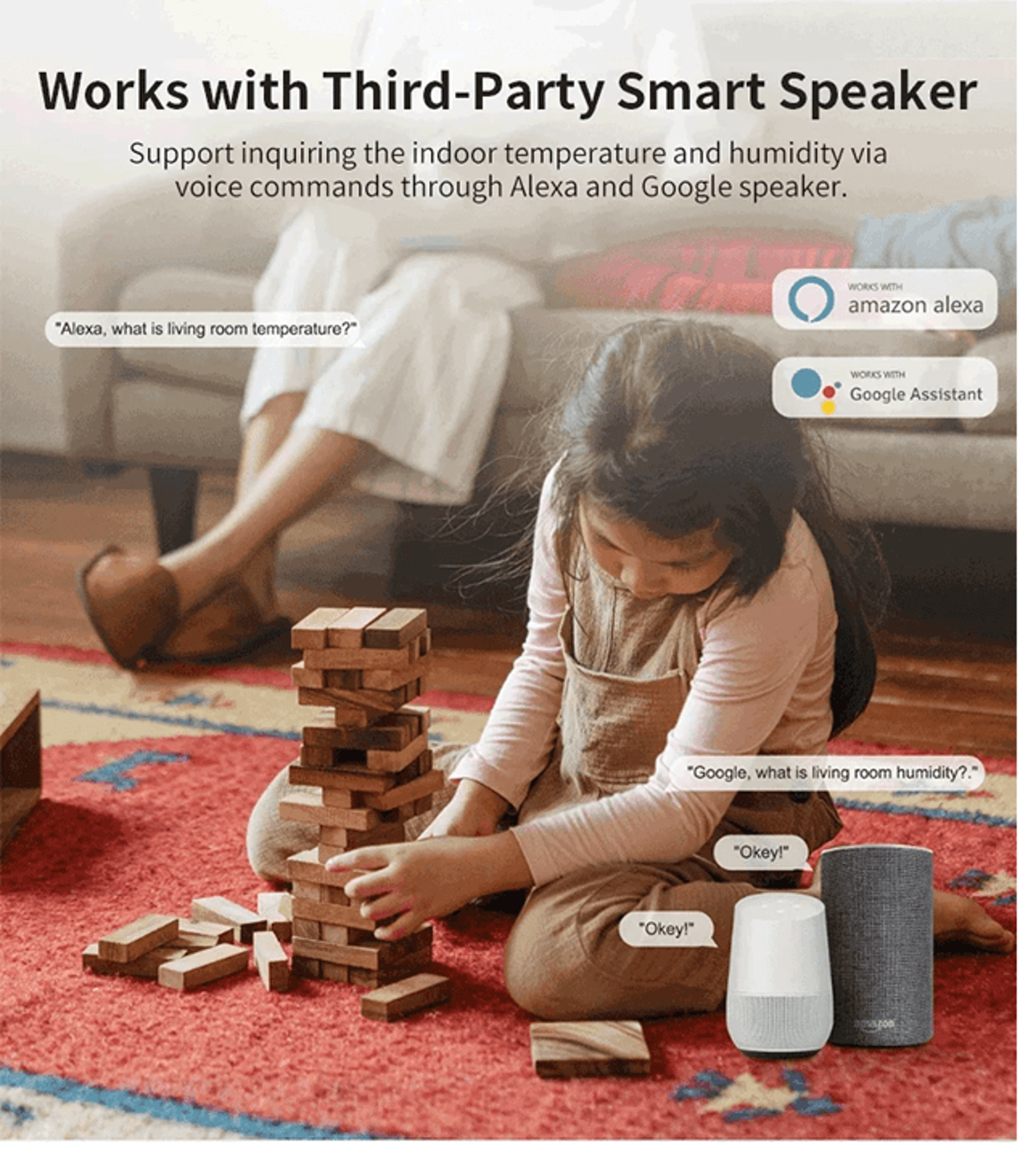 Tuya Smart WiFi Temperature And Humidity Sensor  Indoor Hygrometer Monitor With Alexa And Google Ho 3