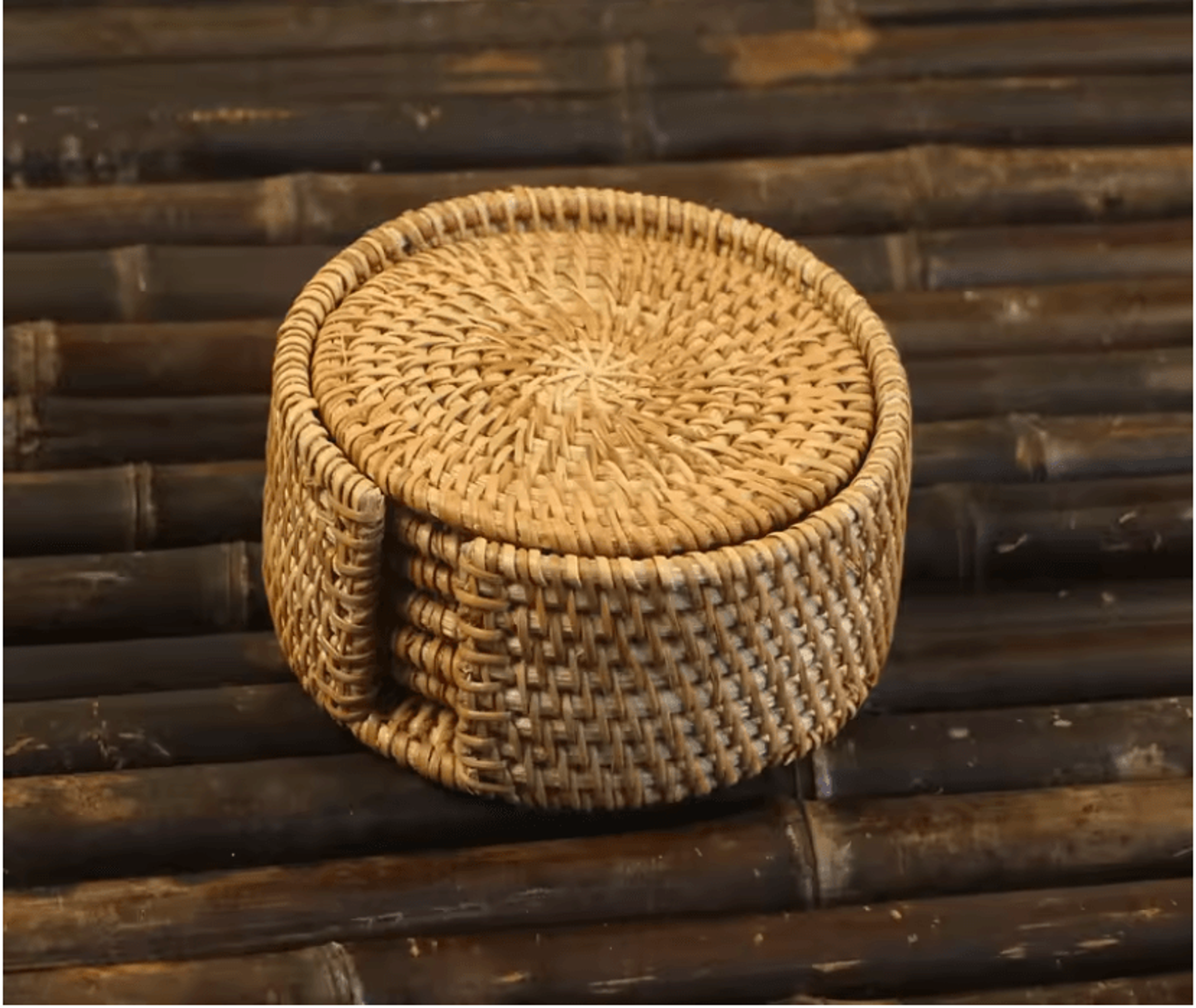 Handwoven Rattan Drink Coasters  Heat Resistant Round Table Mats For Cups Mugs And Tea Accessories 0
