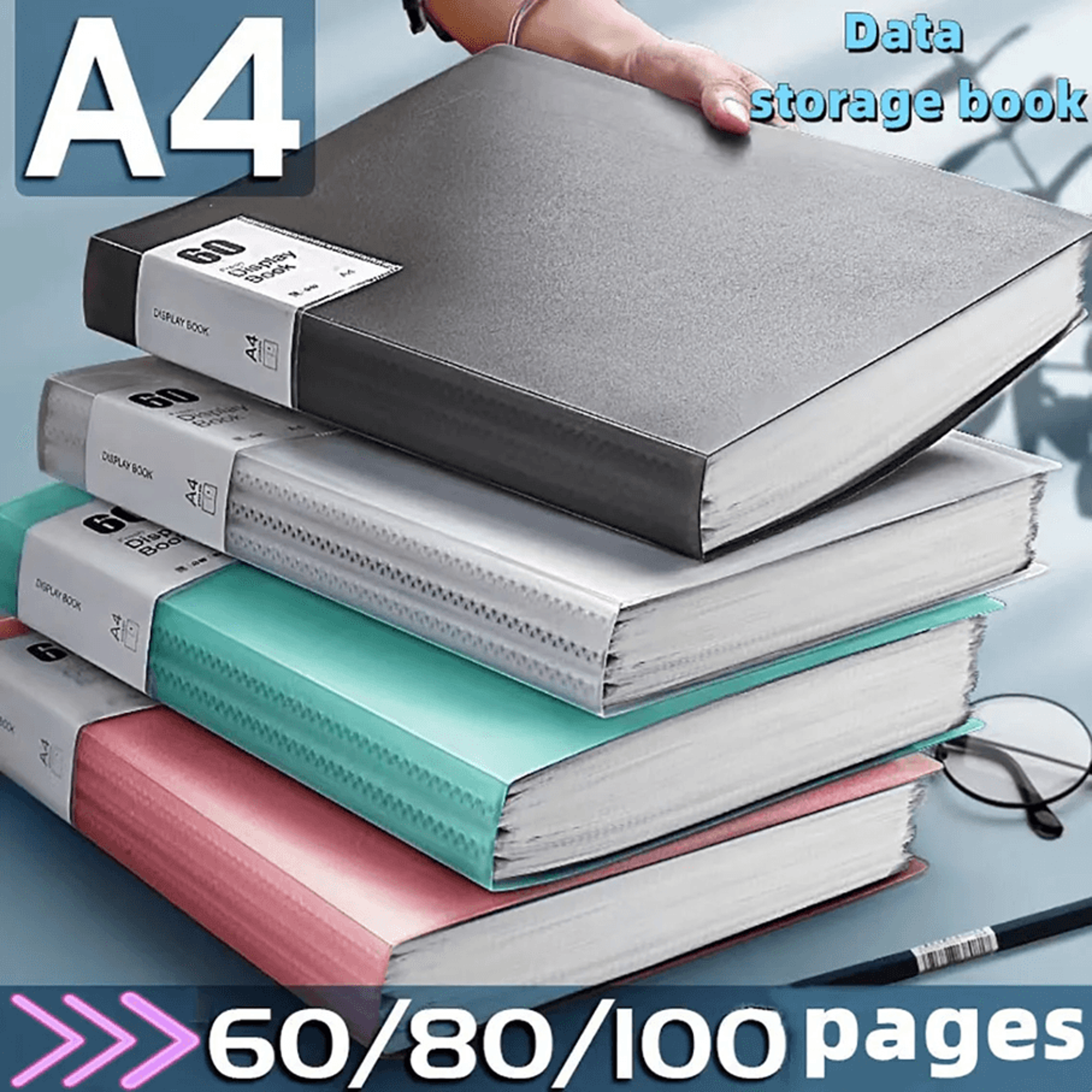 60 Page A4 Document Organizer Morandi Color Plastic Folder With Clear View Panels 1