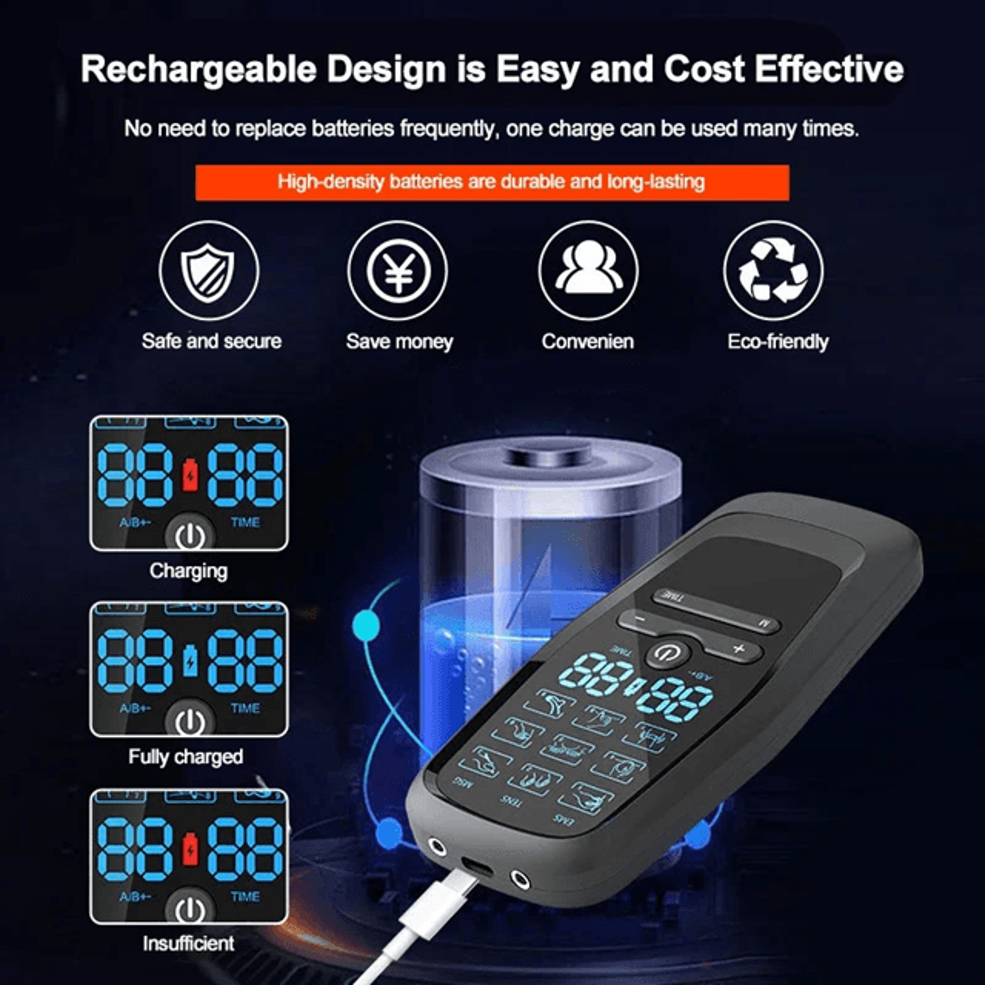 Digital TENS EMS Muscle Stimulator For Pain Relief And Body Massage Therapy 3