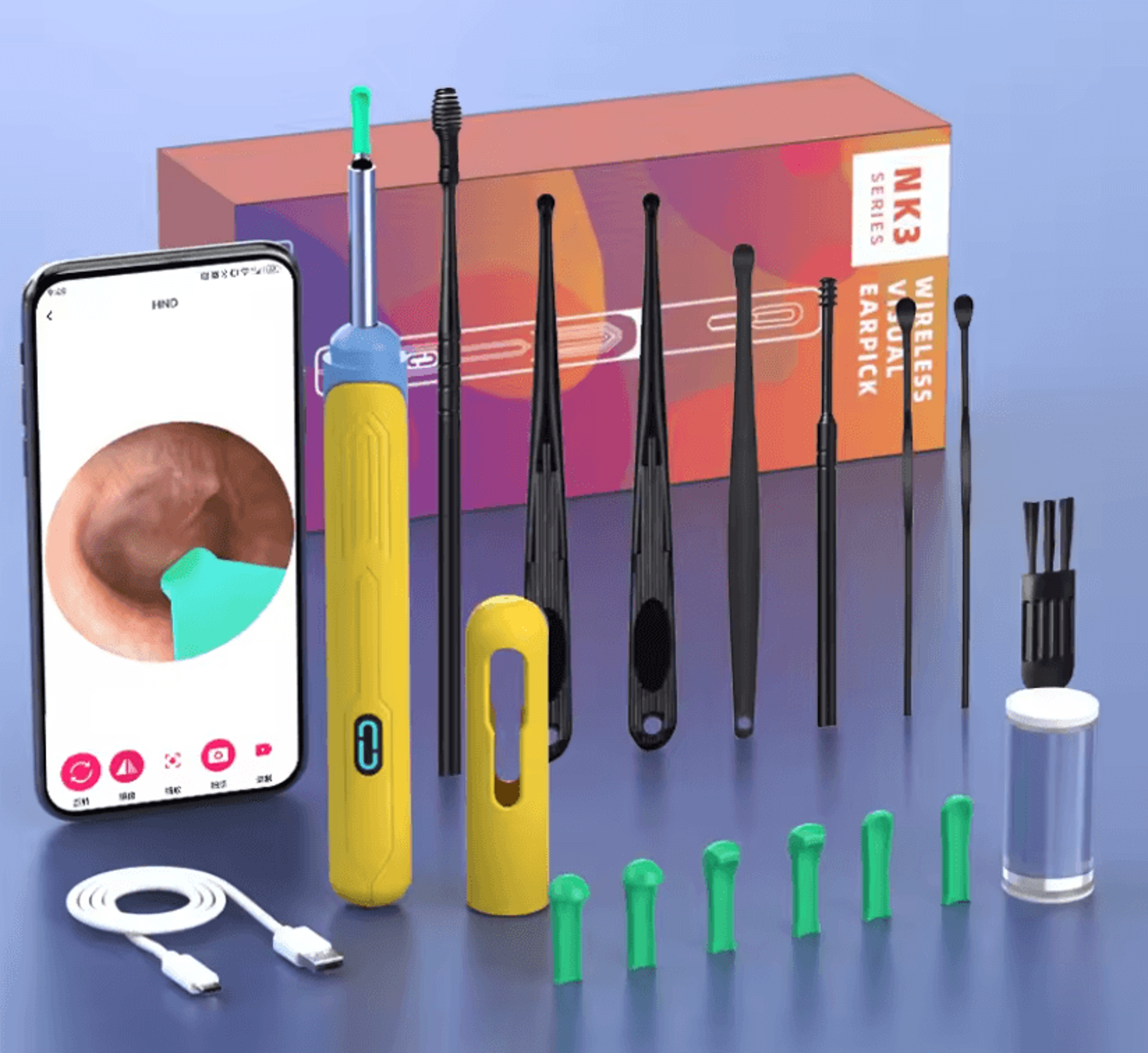 HD Ear Cleaner With Camera And USB C Rechargeable Otoscope Tool Set 10