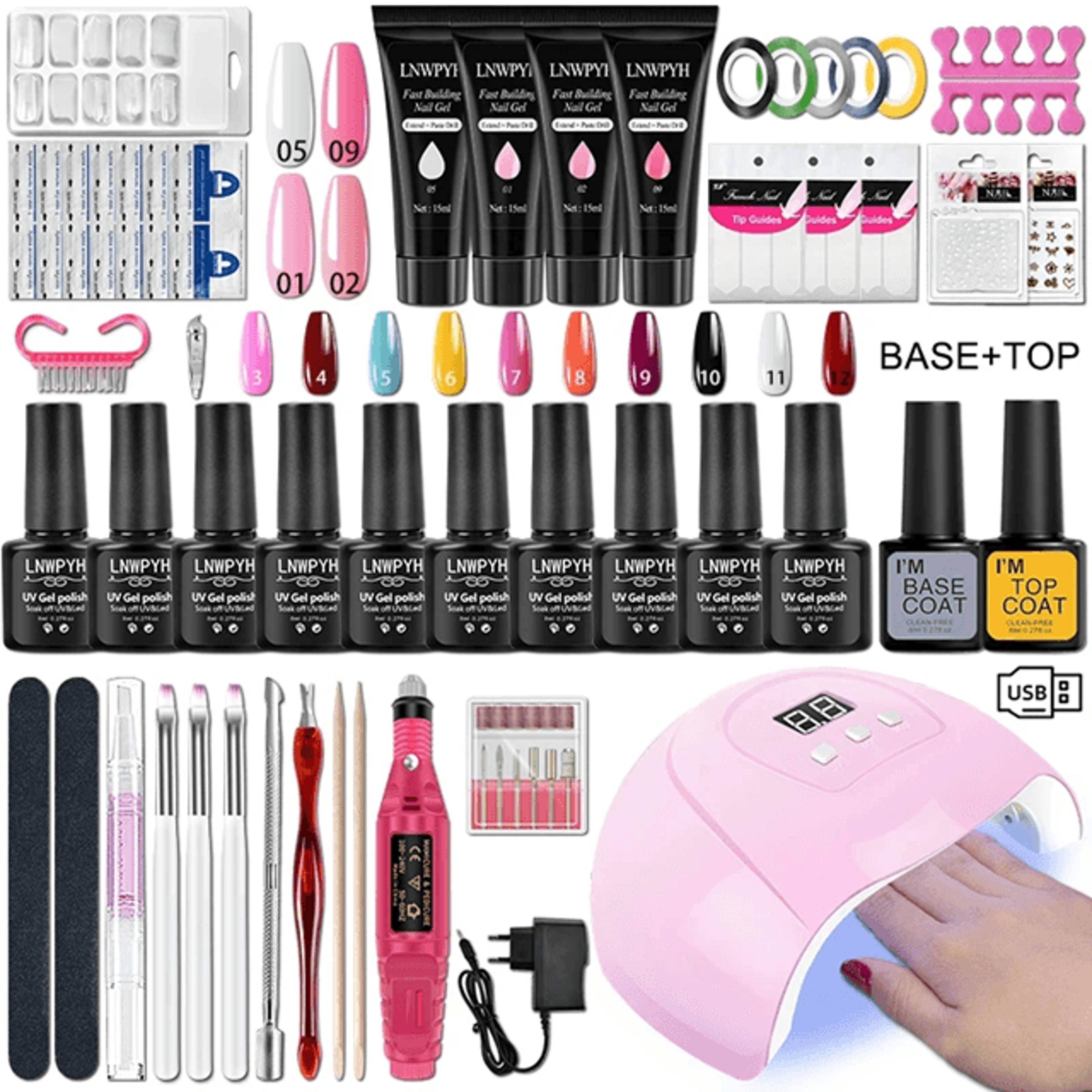 gel nail polish kit with uv lamp and electric nail drill for salon quality at home