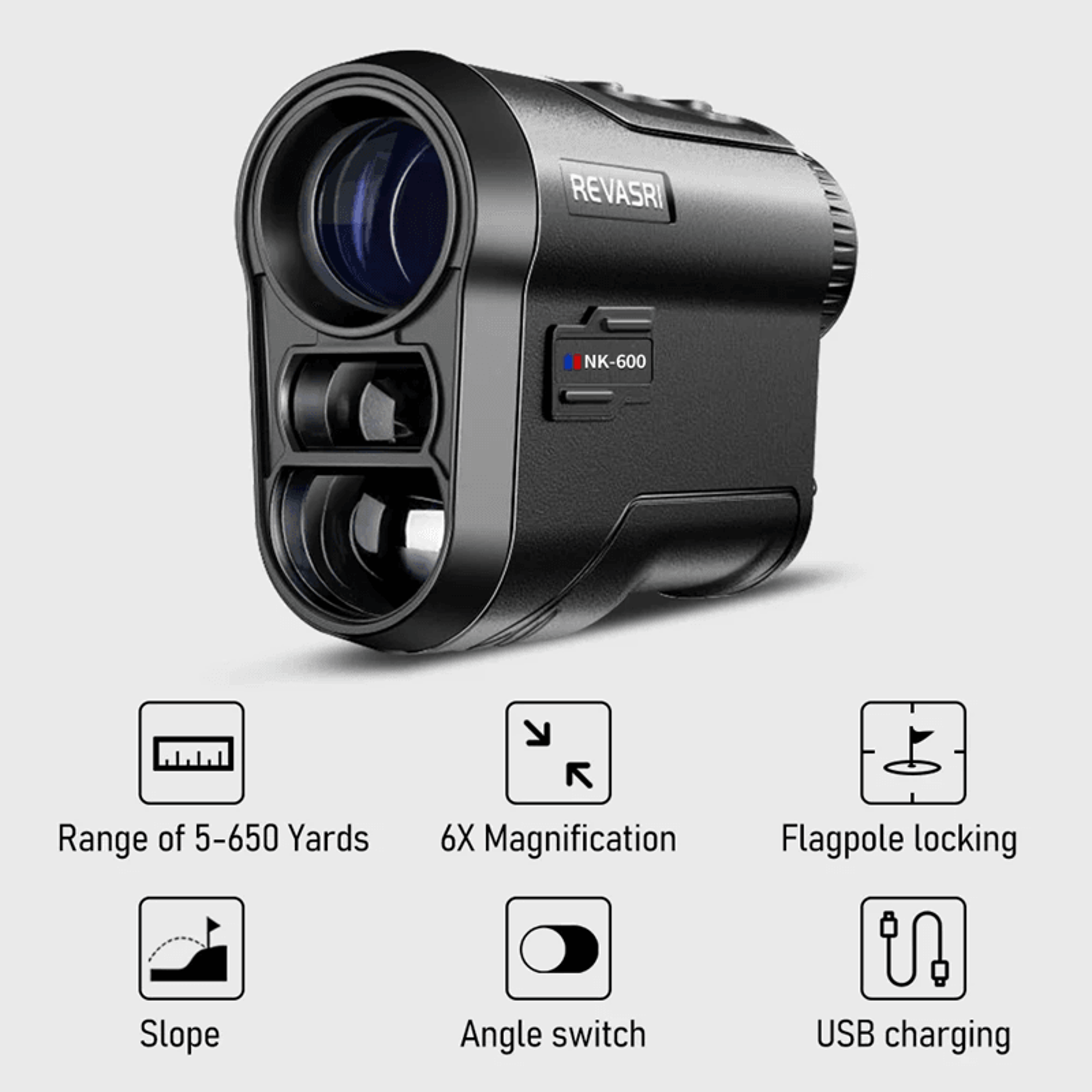 revasri 600 yard golf laser rangefinder with slope and flag lock technologys