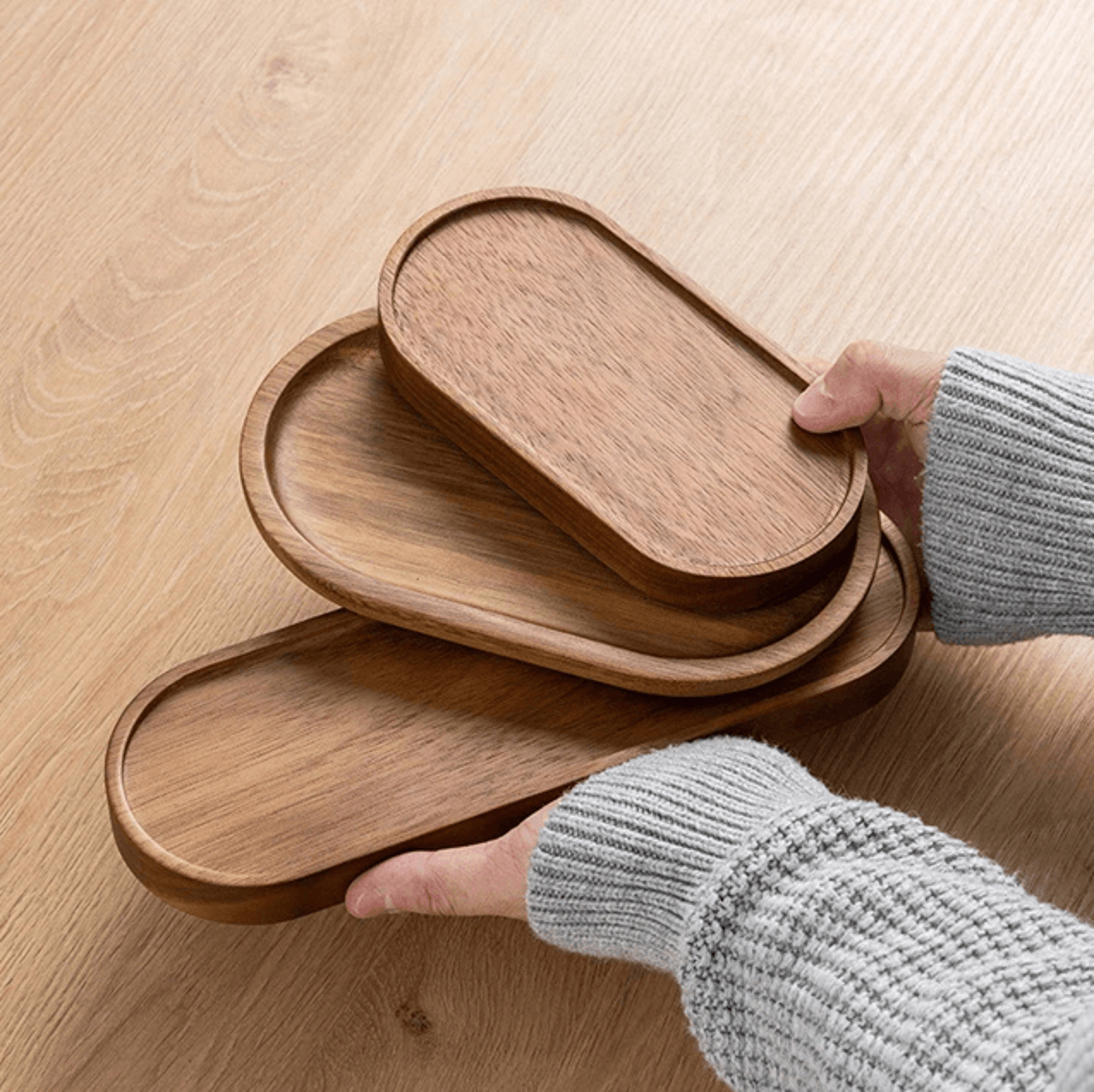 Japanese Style Wooden Food Tray For Snacks Dessert Tea Or Bread 2
