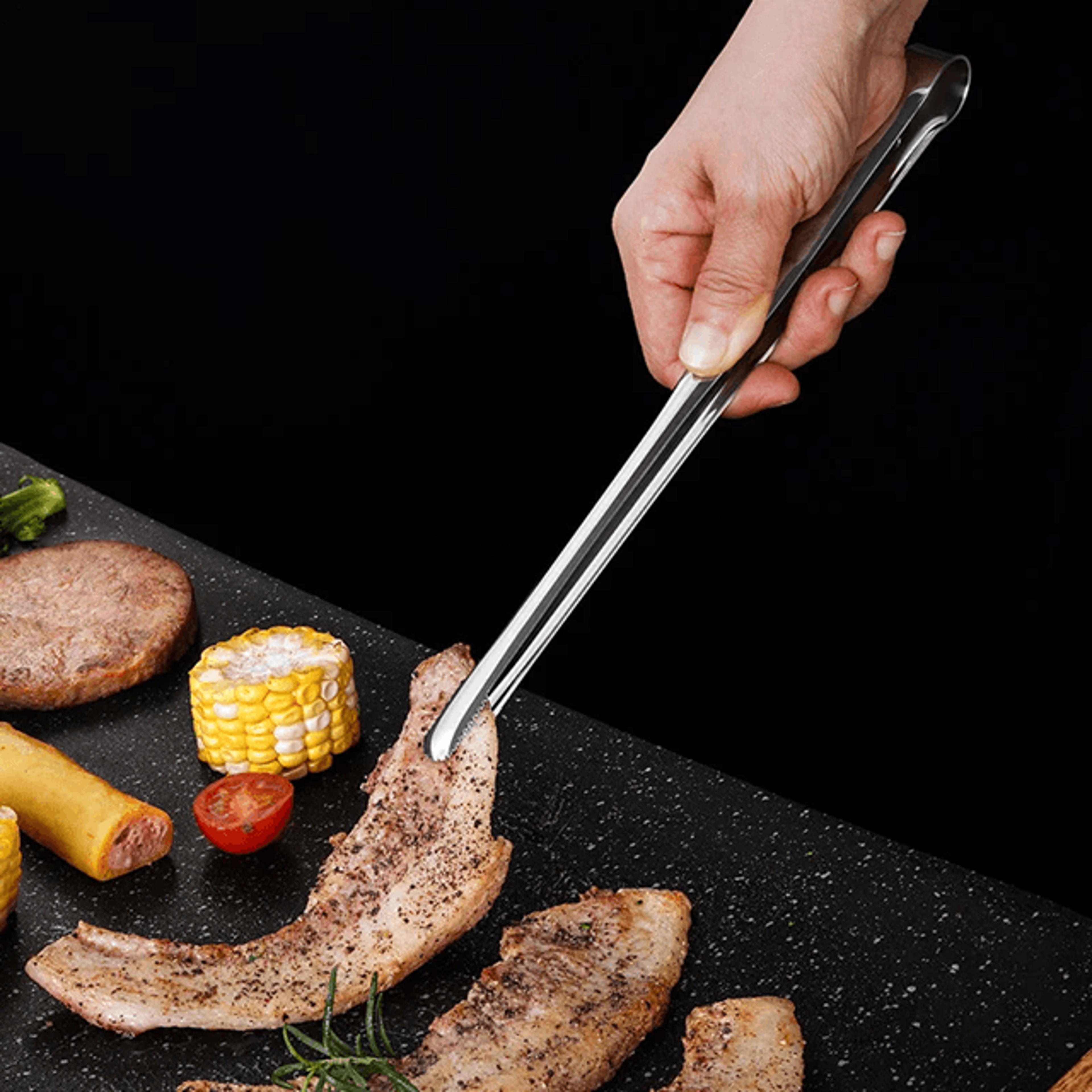 Stainless Steel Grill Tongs With Non Slip Grip For BBQ Cooking And Kitchen Use 2