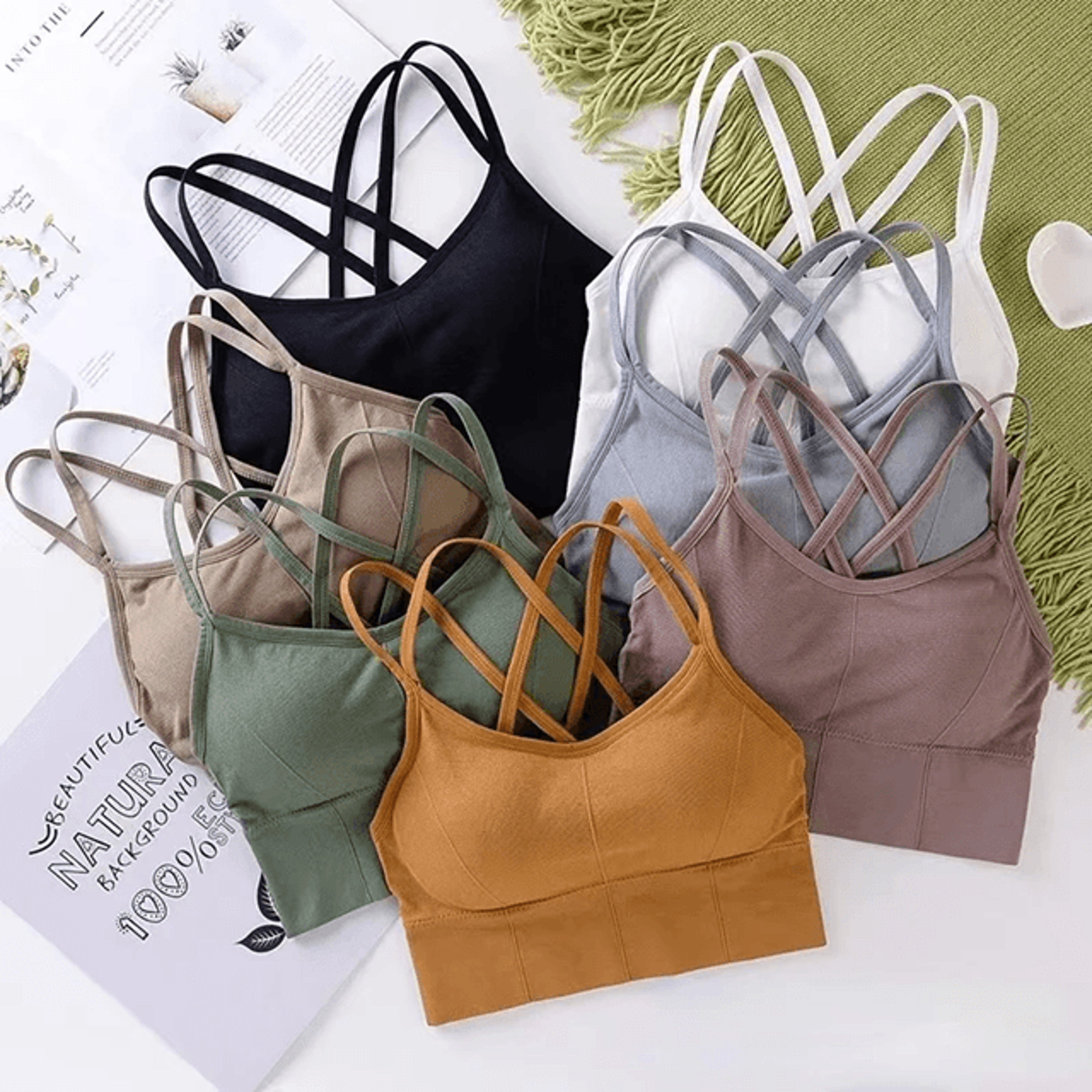 Push Up Sports Bra With Cross Back Strap For Womens Yoga And Fitness 0