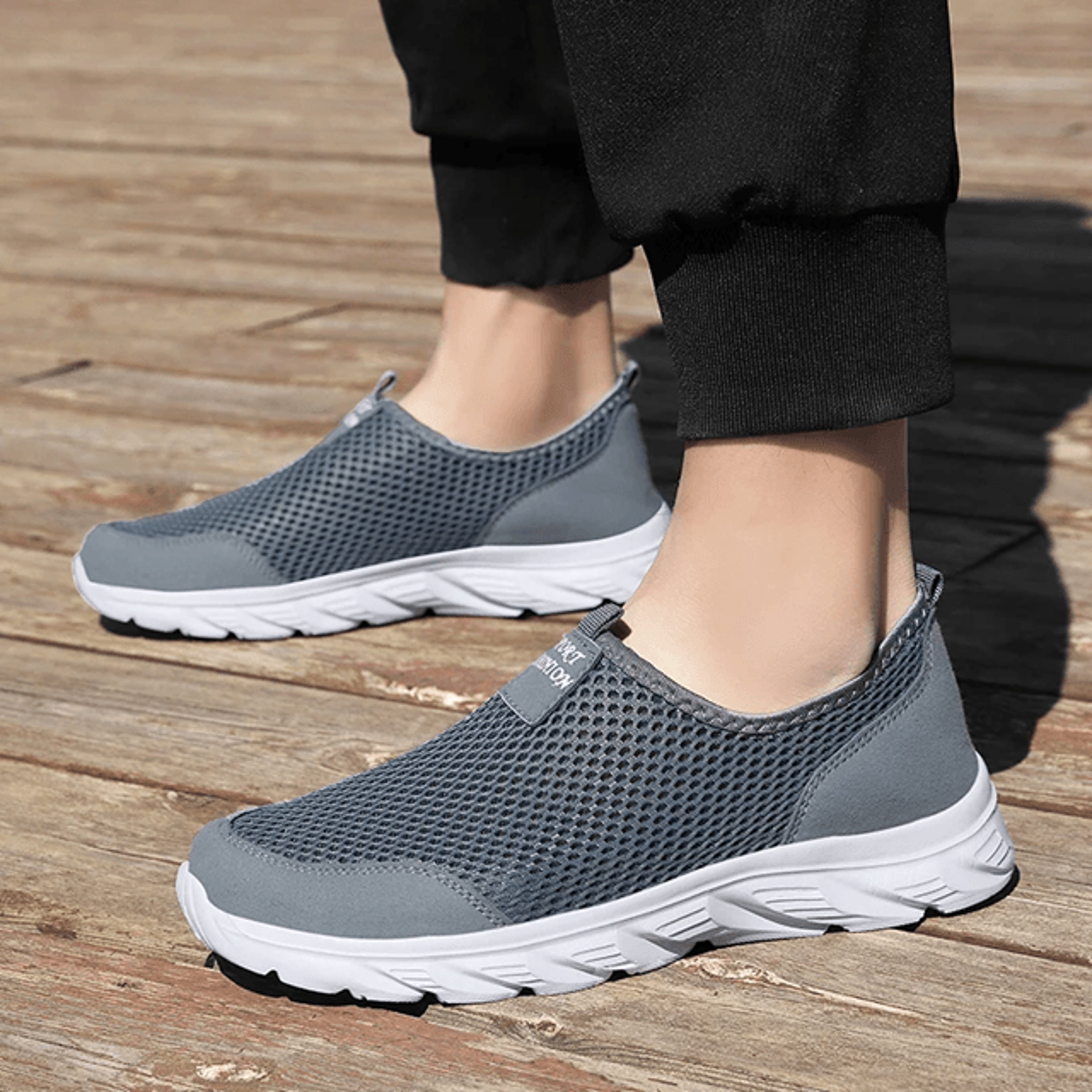 lightweight slip on sneakers for men – breathable anti slip outdoor walking shoes
