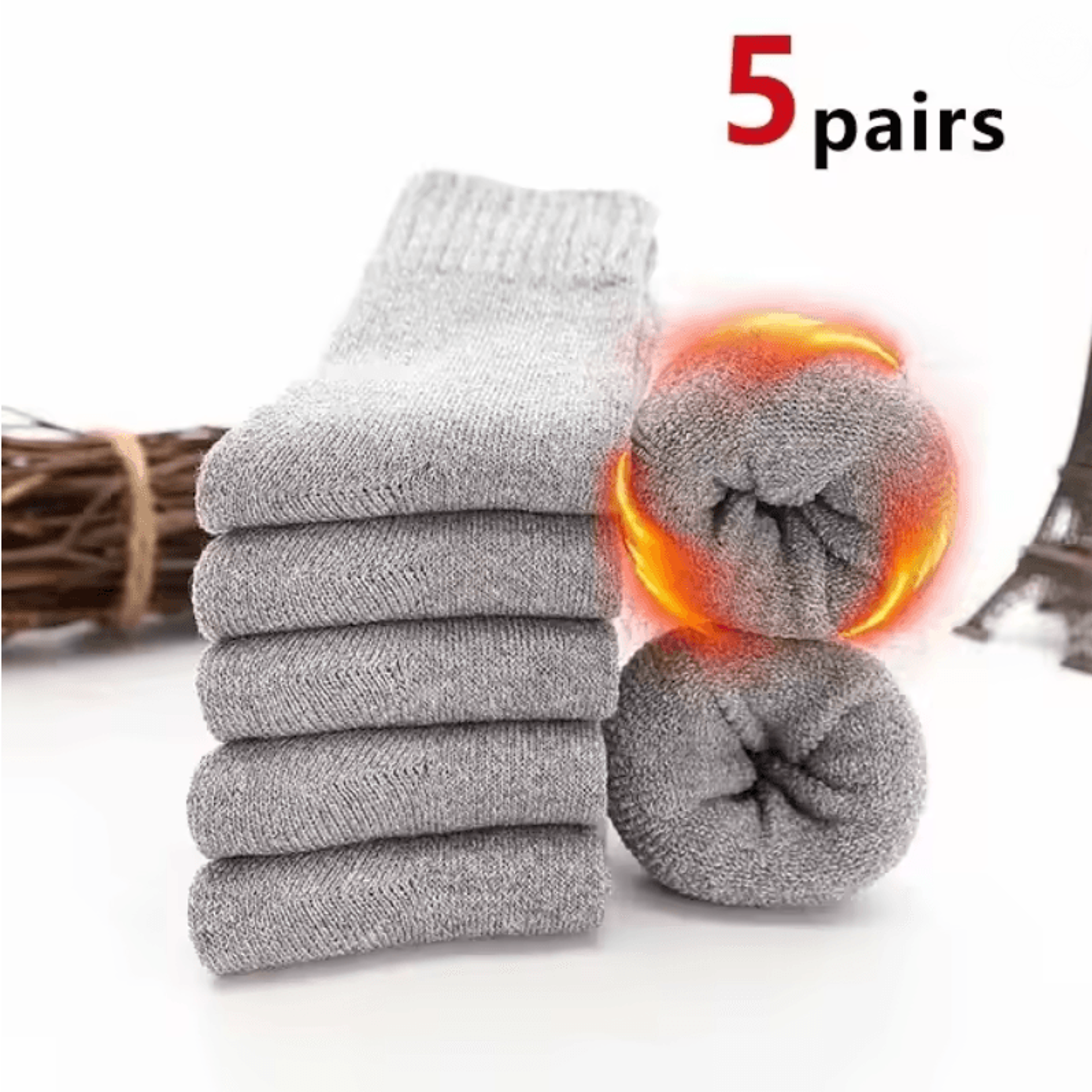 Warm Wool Blend Winter Socks 5 Pair Set For Men And Women Thermal Thick Cozy Fit 6