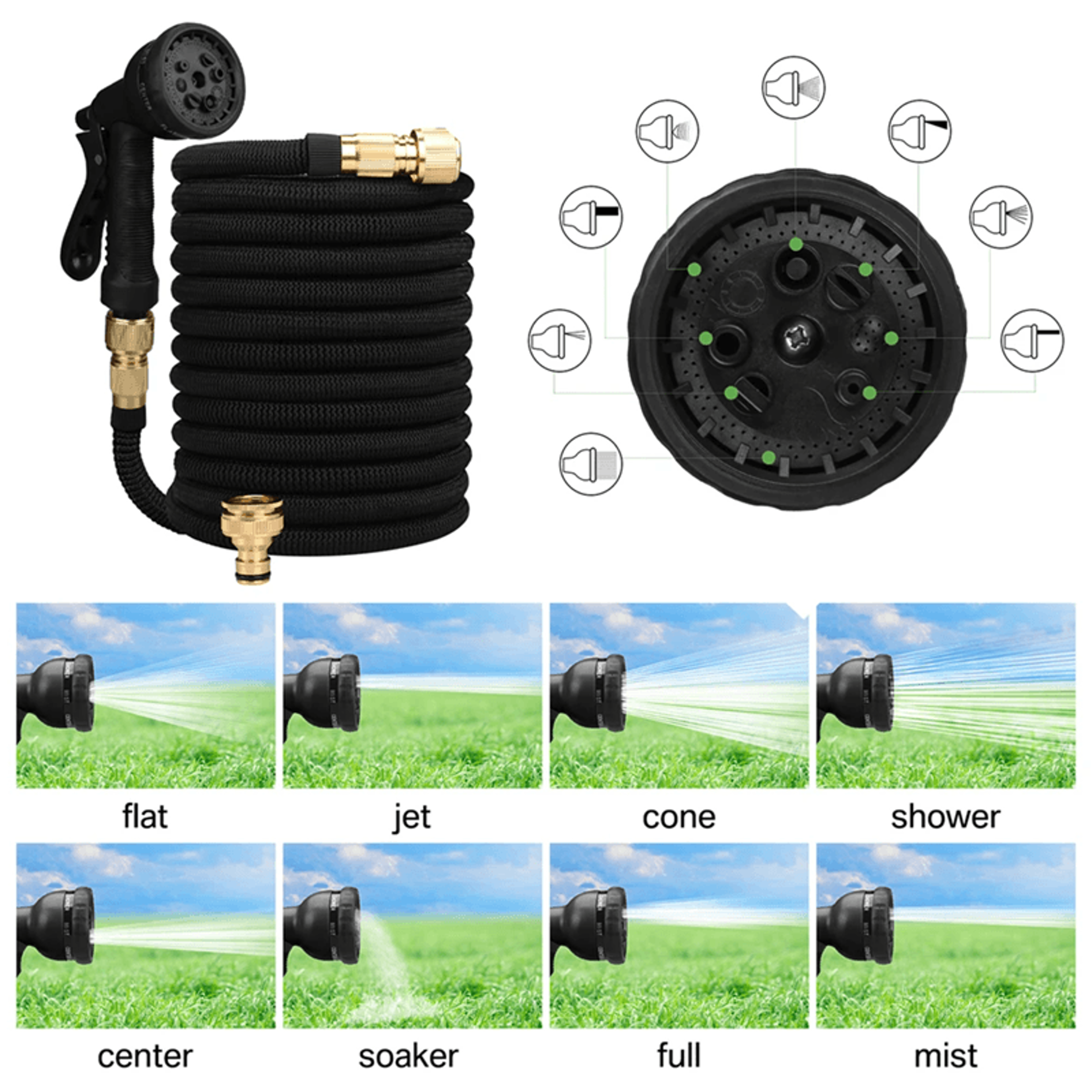 Expandable High Pressure Garden Water Hose With Double Metal Connectors And PVC Reel 1