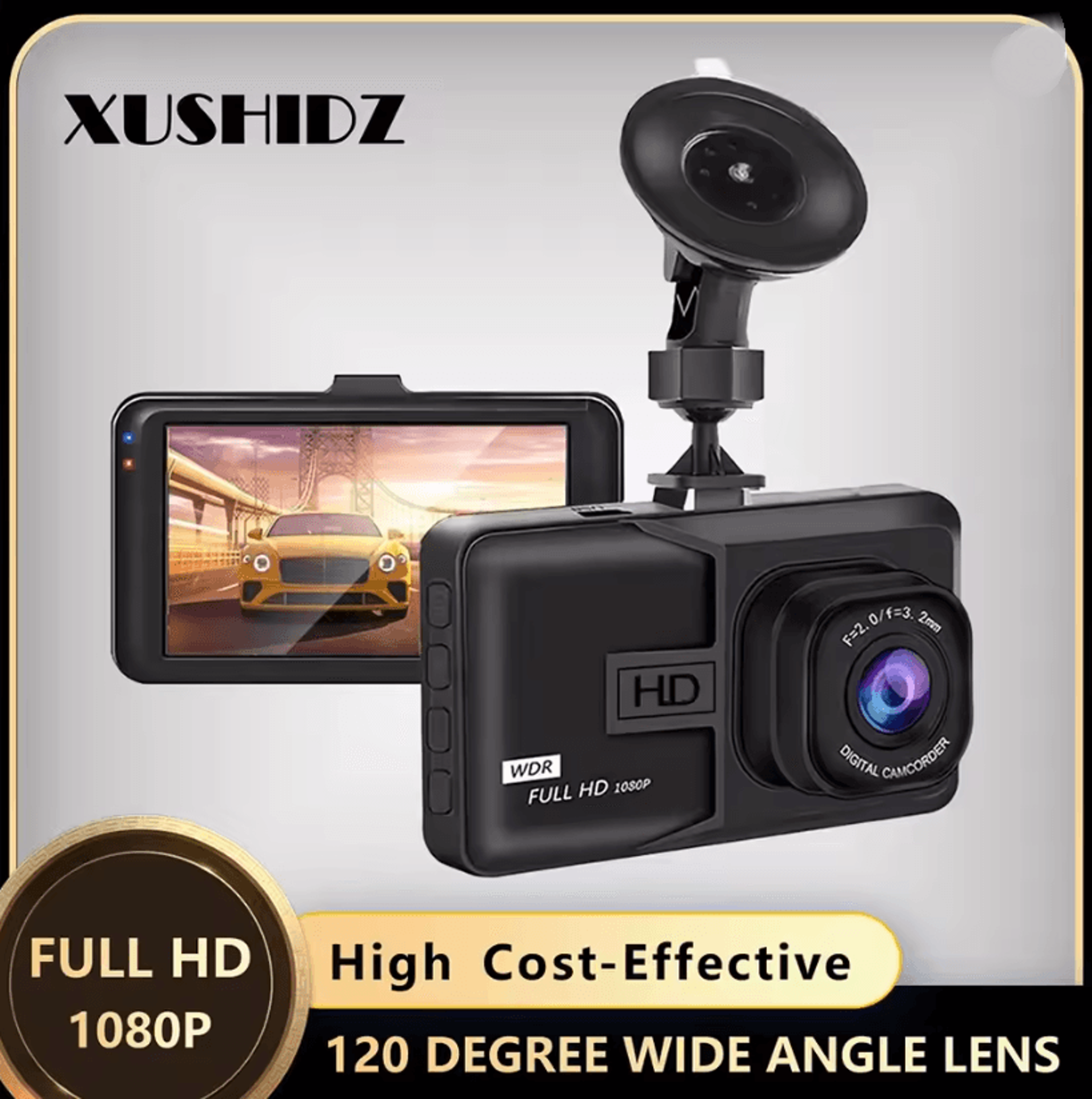 xushidz 1080p hd dash cam with night vision and parking monitor