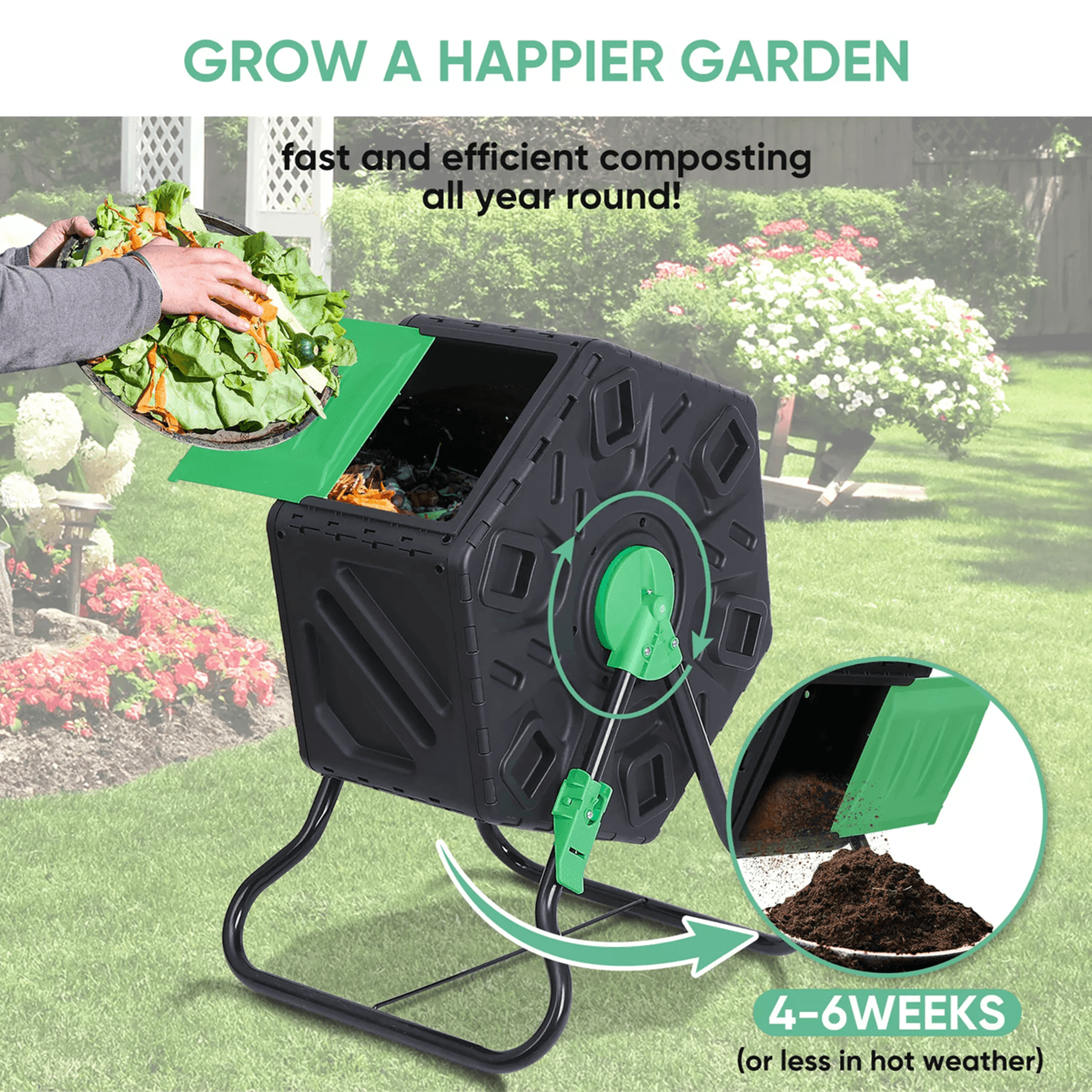 185 Gallon Outdoor Compost Tumbler Bin Single Chamber Garden Composter 4