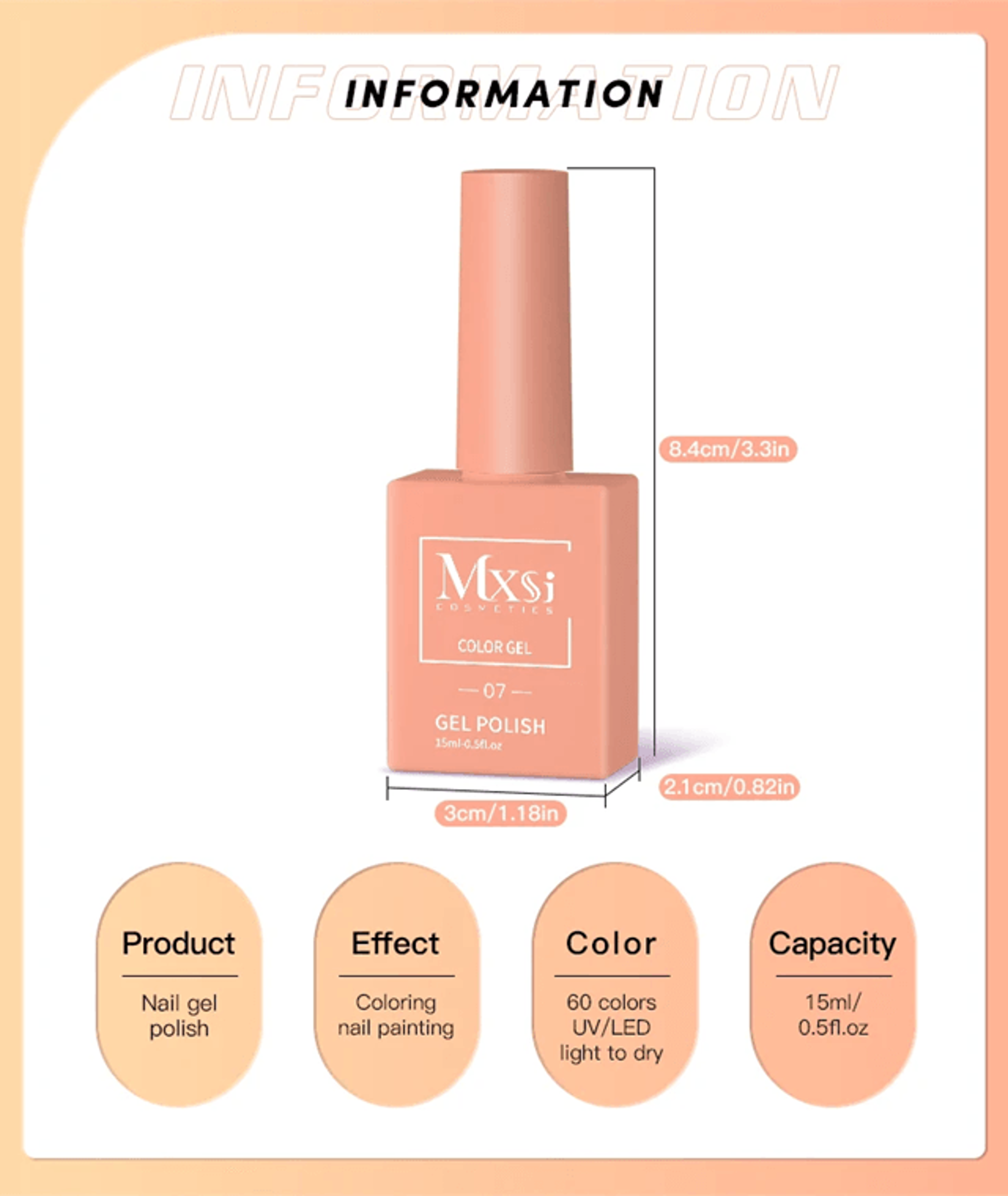 MXSI 60 Color UV Gel Nail Polish Set 15ml  Glitter Soak Off Semi Permanent Varnish 1