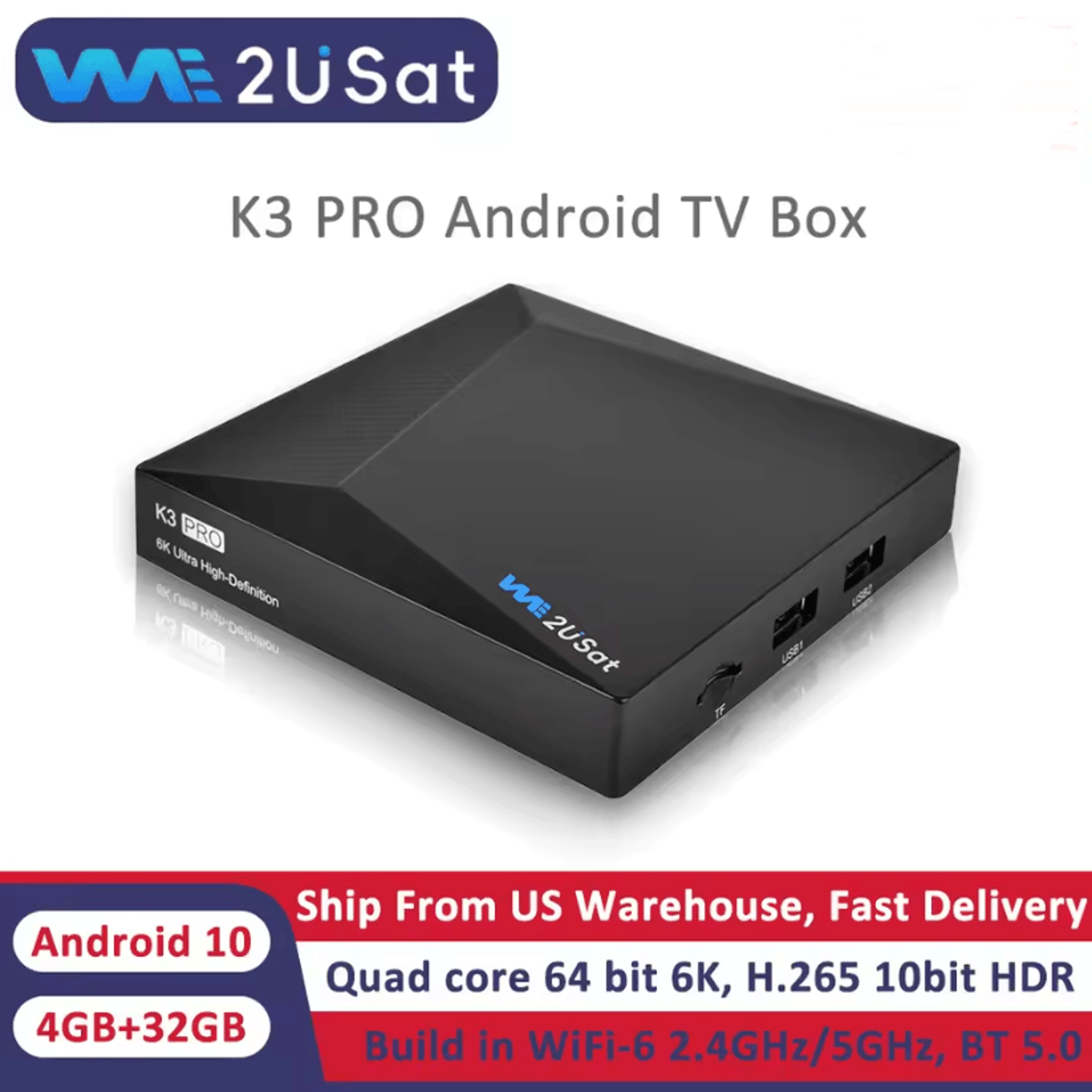 We2uSat K3 Pro Android 10 Streaming Media Box 6K HDR With WiFi 6 And Voice Control 0