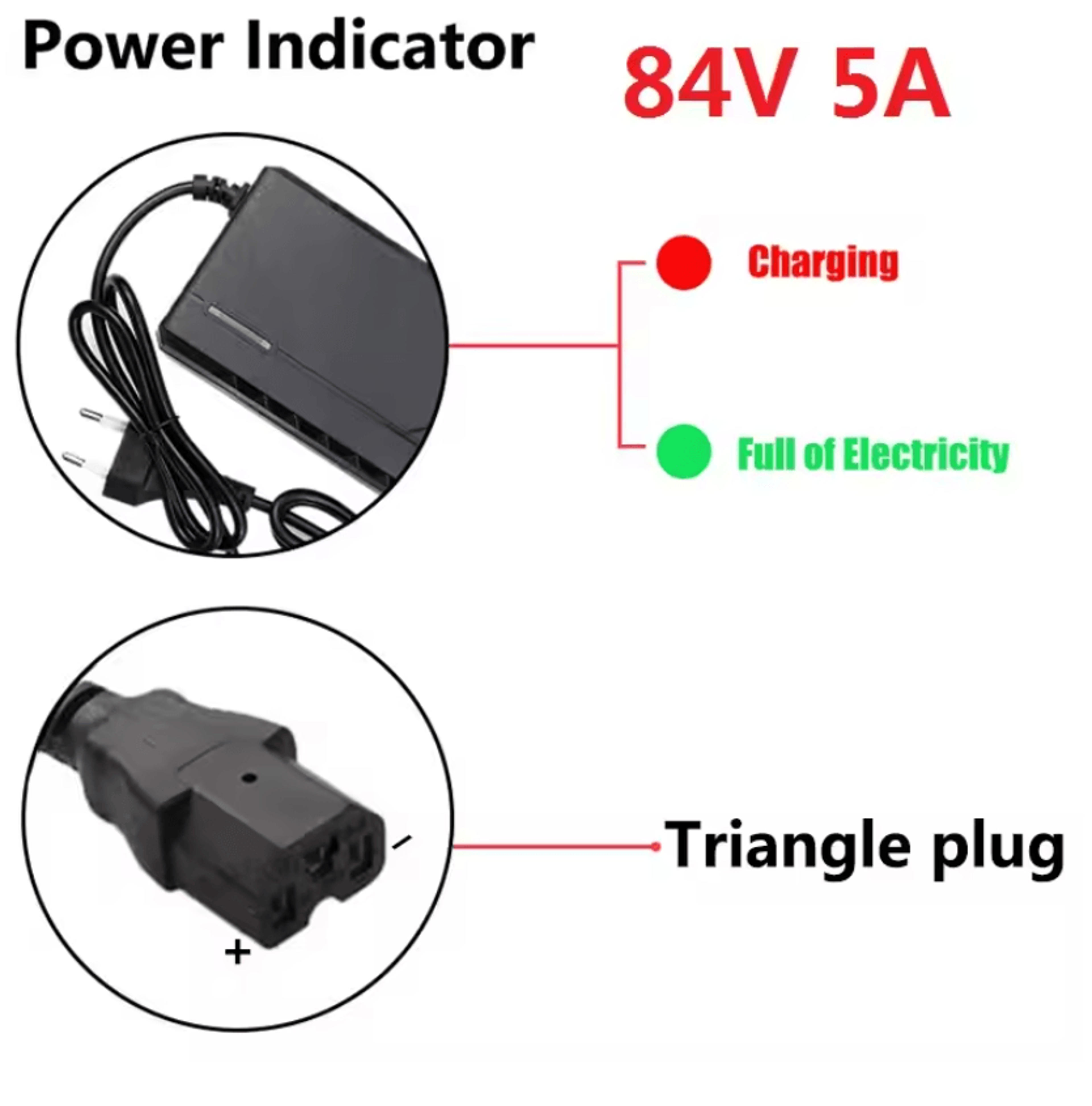 72V 5A Intelligent Fast Charger 84V With Cooling Fan 5